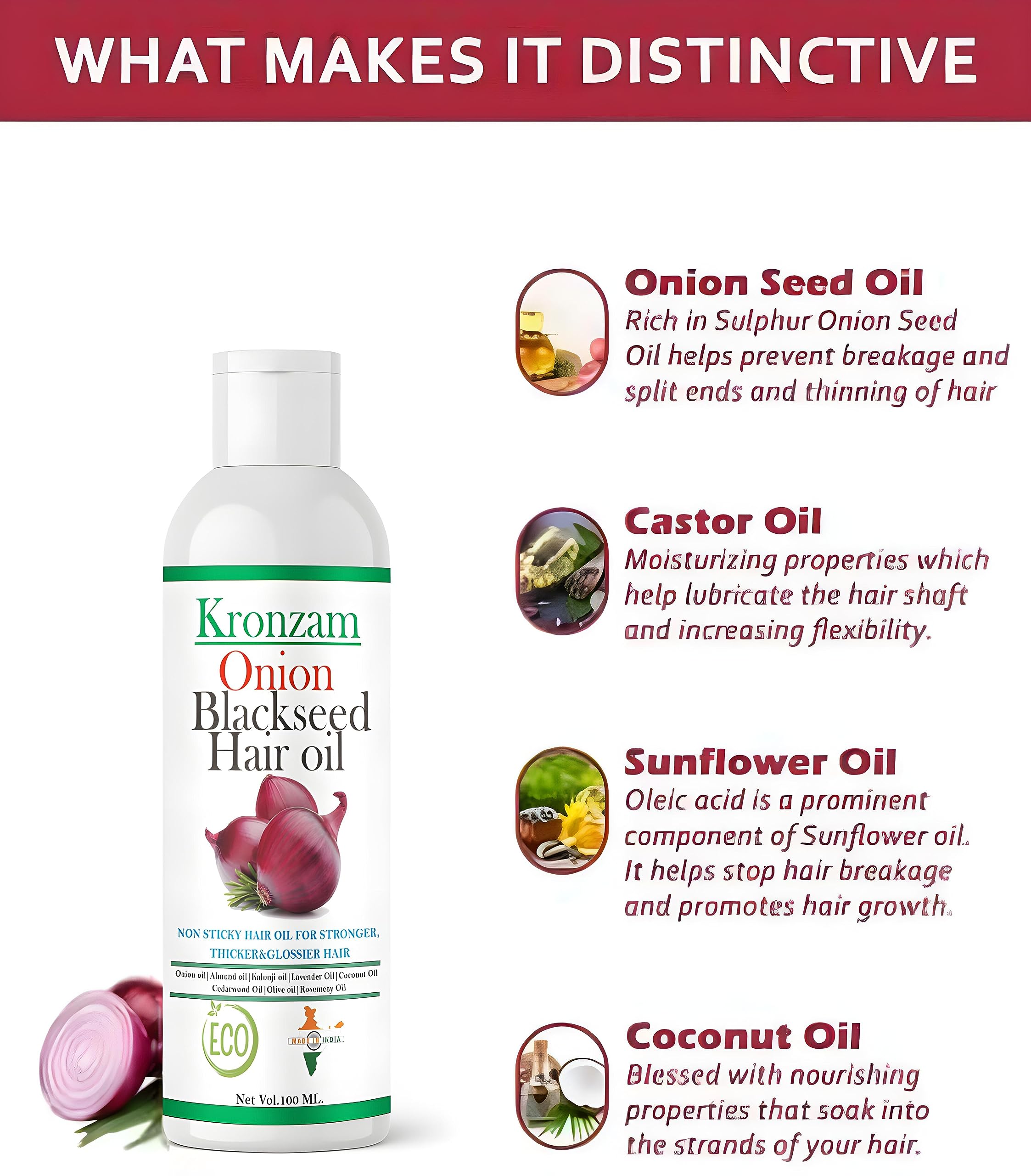 Advanced Black Seed Onion Hair Oil for Hair Growth & Hair Fall Control - No Mineral Oil - Pack of 2 - Promotes Thicker, Stronger Hair for Men & Women - Perfect for Daily Scalp Massage & Damaged Hair Care