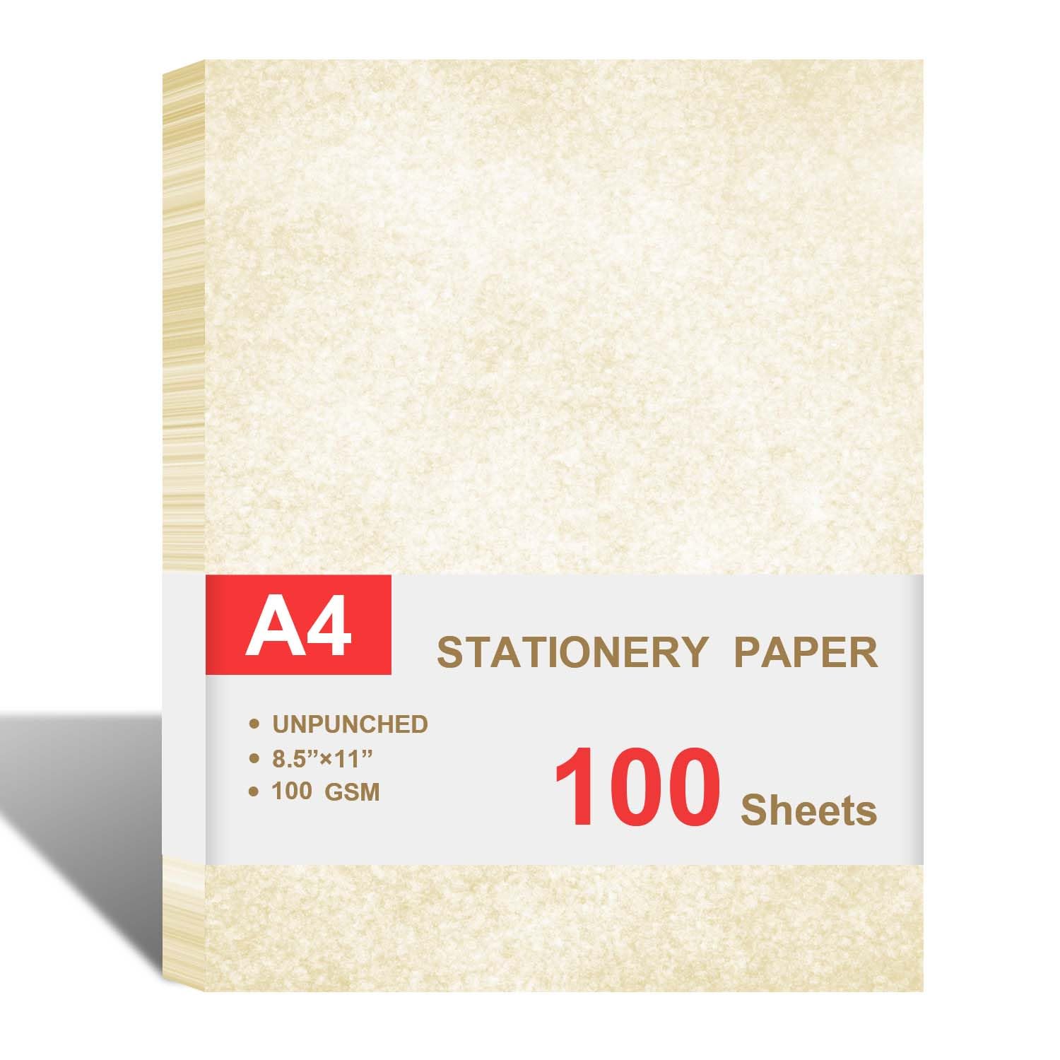Premium Parchment Paper for Certificates, Diplomas & Resumes - 100 Sheets Double-Sided 100gsm Letter Size (8.5