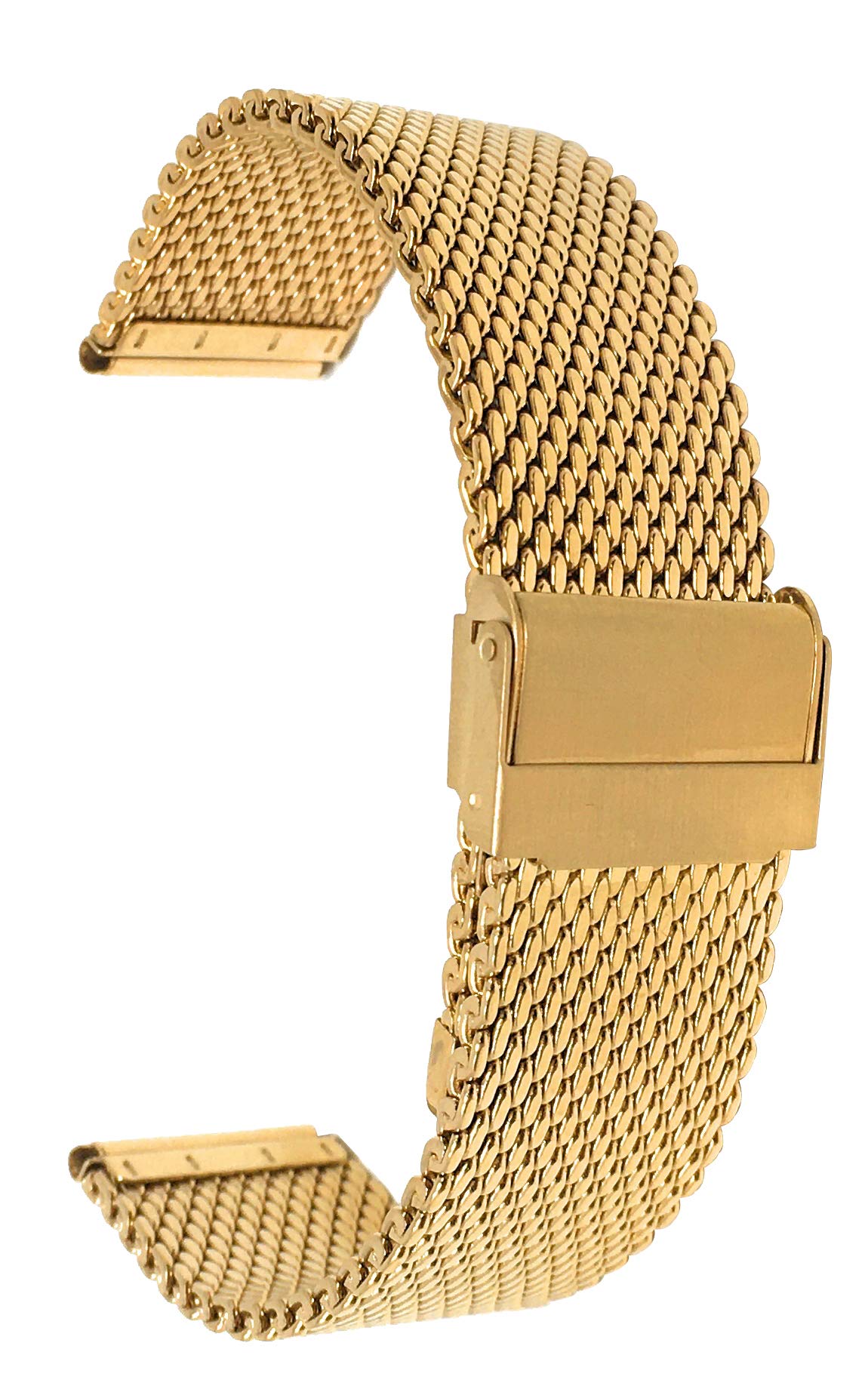 Bandini Stainless Steel Mesh Watch Band for Men & Women - 22mm Gold Tone Adjustable Metal Watch Strap with Fold Over Clasp | Perfect for Dress Watches, Business Attire & Everyday Wear