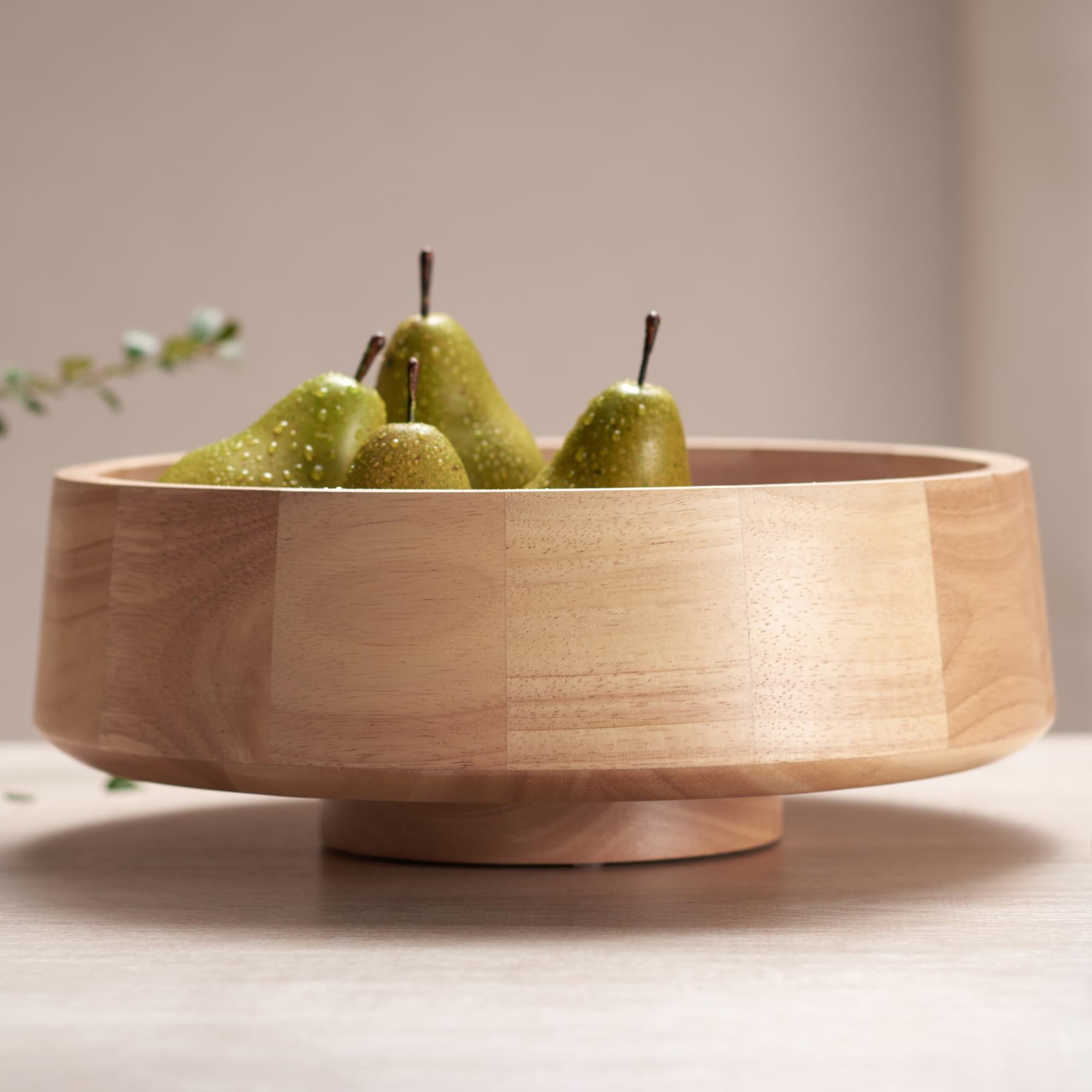 XL Natural Wood Fruit Bowl for Kitchen Counter - 14.2-inch Large Decorative Wooden Bowl | Perfect for Displaying Fruits, Vegetables, or as a Stylish Centerpiece in Dining Room & Kitchen Decor