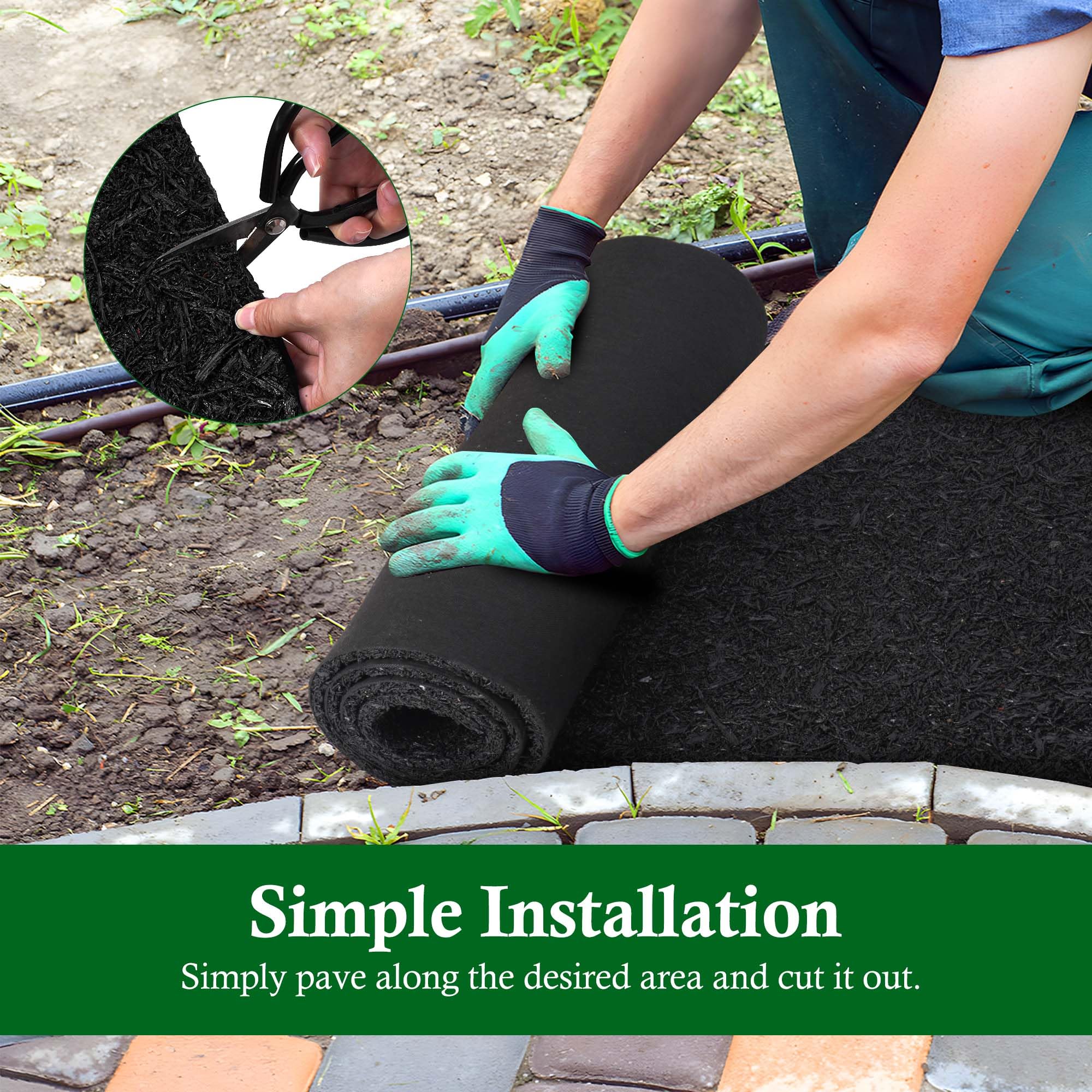 8'x2' Black Rubber Mulch Mat - Garden Barrier & Edging for Landscaping