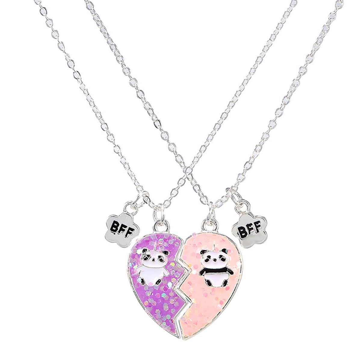 Best Friend Necklaces for 2 - Magnetic Half Heart Pendant Set with Cute Animal Charms (Panda, Koala, Raccoon, Cat, Whale) | Matching BFF Jewelry for Sisters, Women & Girls | Perfect Friendship Gifts for Birthdays, Anniversaries & Special Occasions