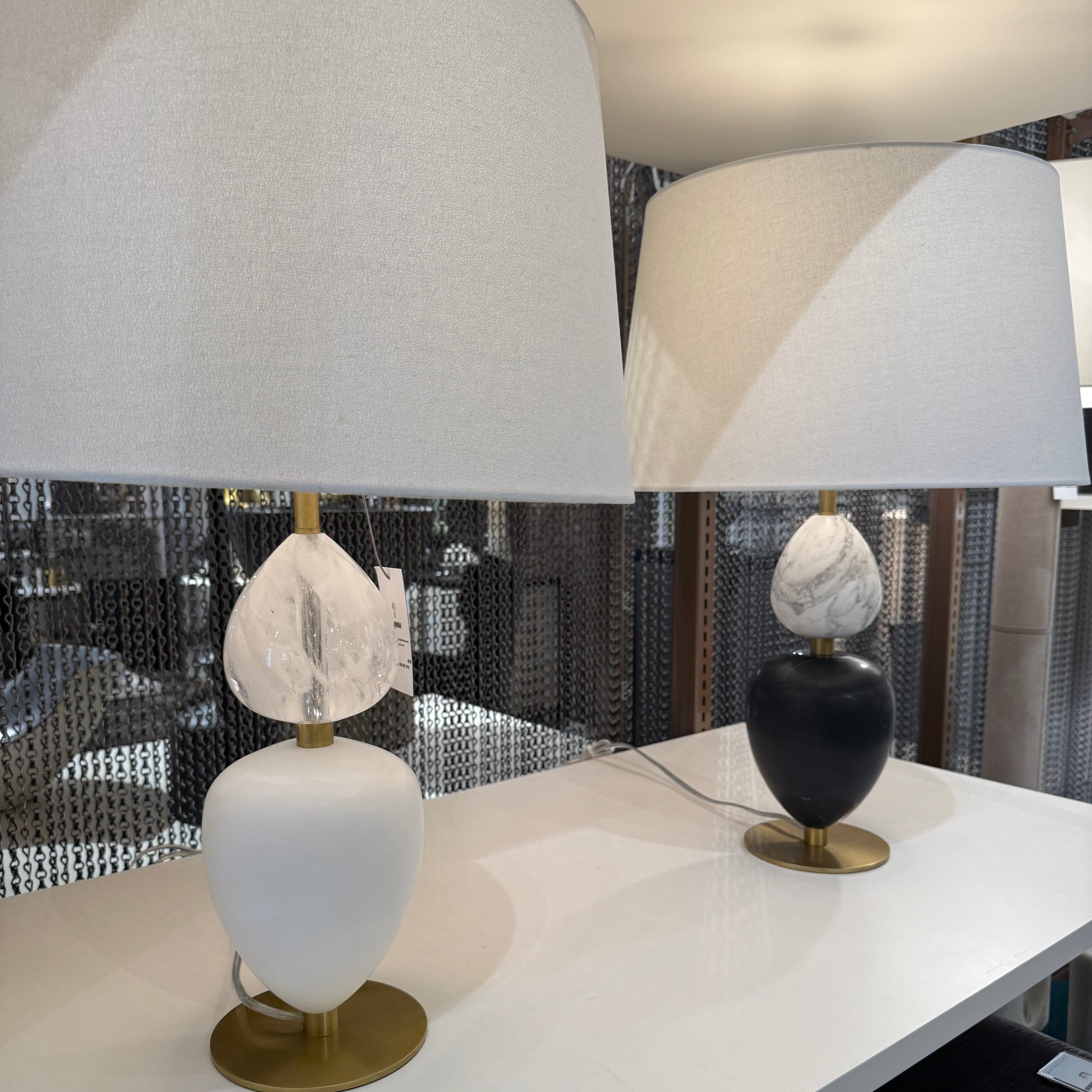 Aubrey Lamp - Alabaster Opal Swirl Crystal Table Lamp with Antique Brass Base | Elegant Home Decor for Living Room, Bedroom & Office Lighting