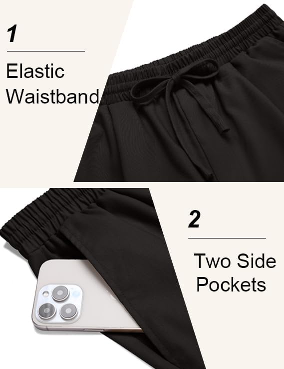 COOFANDY Men's Lightweight Linen Jogger Pants - Elastic Waist with Drawstring, Casual Yoga Beach Pants with Pockets | Perfect for Summer, Travel, Lounge & Outdoor Activities
