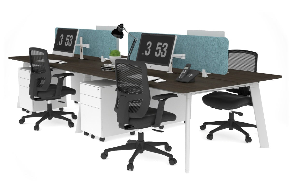 4-Person Workstation with White Frame - 1800L x 800W Office Desk with Cable Management | Perfect for Team Collaboration & Open Office Spaces