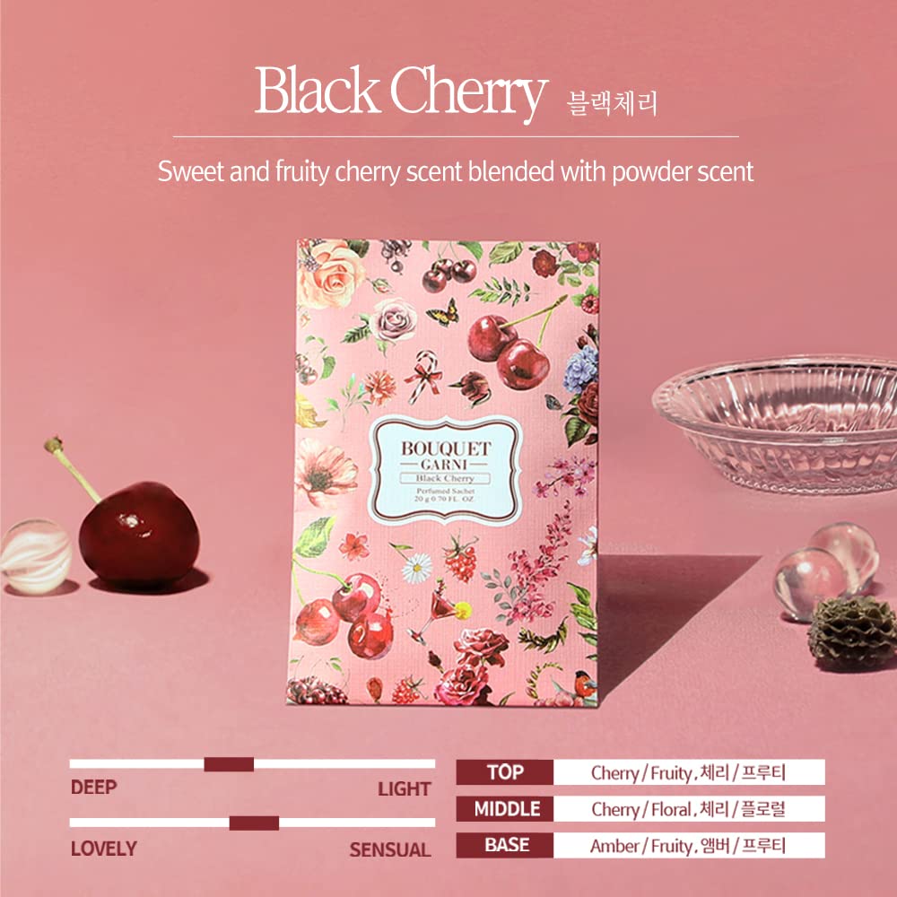 Premium Black Cherry Scented Sachets - 10 Pack (2.3g Each) | Long-Lasting Fragrance for Home & Closet | Odor Eliminator & Air Freshener | Silk Layered Packaging | Perfect for Drawers, Wardrobes, and Small Spaces