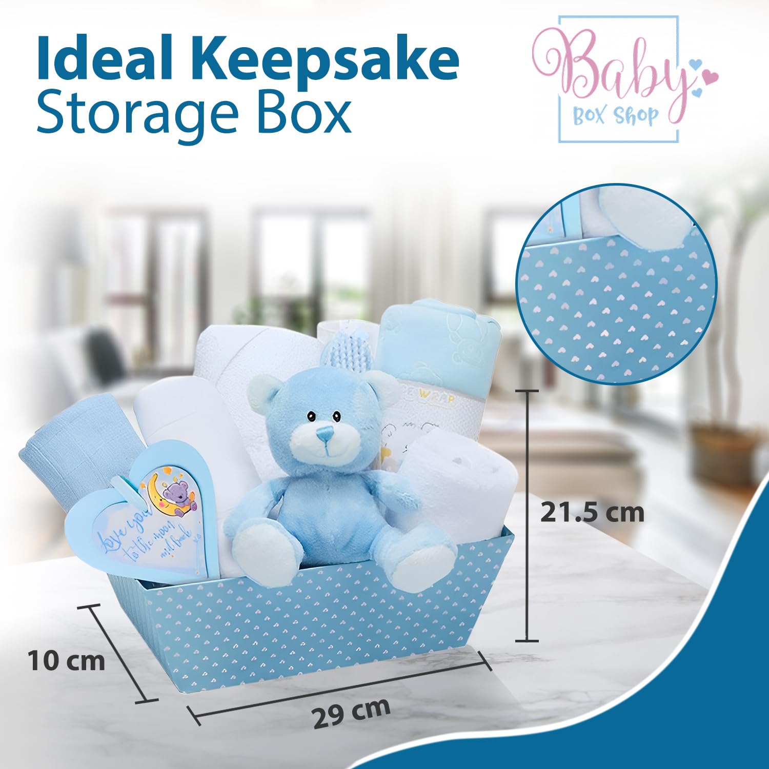 Premium Baby Boy Gift Basket for Newborns - Blue Newborn Baby Boy Gift Set with Baby Essentials - Perfect Baby Shower Gift & Welcome Home Present for New Parents | Ideal for Birthdays, Christenings & Baby Showers