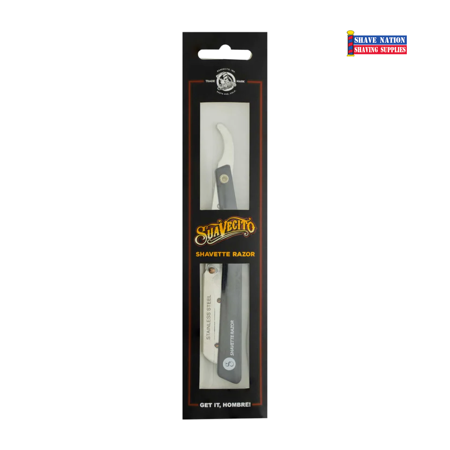 Suavecito Professional Shavette Razor - Stainless Steel Barber Straight Edge Razor for Men's Grooming & Precision Shaving - Perfect for Home Use, Barbershops & Travel Shaving Kits