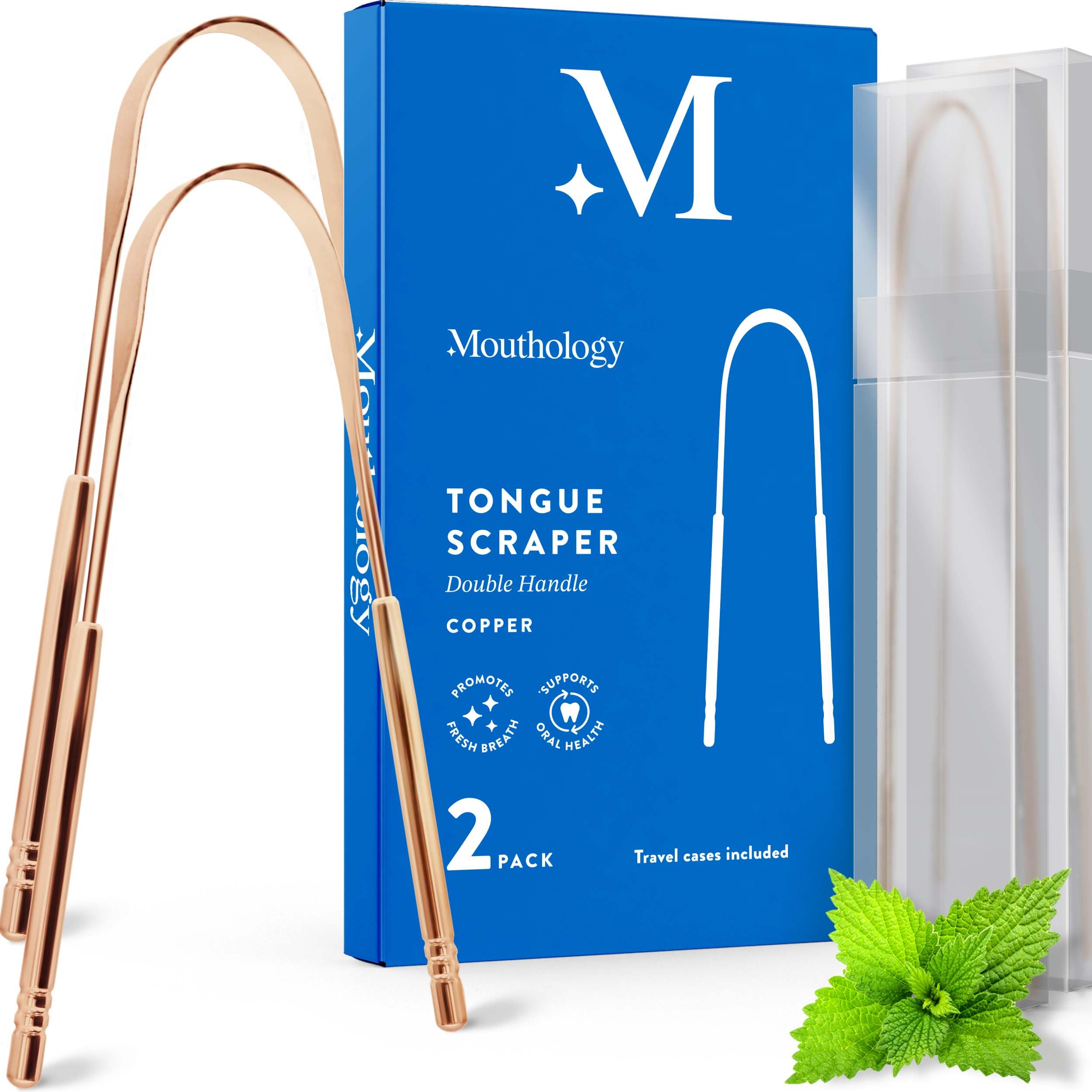 Copper Tongue Scraper for Adults (2 Pack) - Bad Breath Eliminator, Reusable Metal Tongue Cleaner & Scrubber - Oral Hygiene Essential for Fresh Breath & Better Taste - Perfect for Daily Dental Care & Travel Use