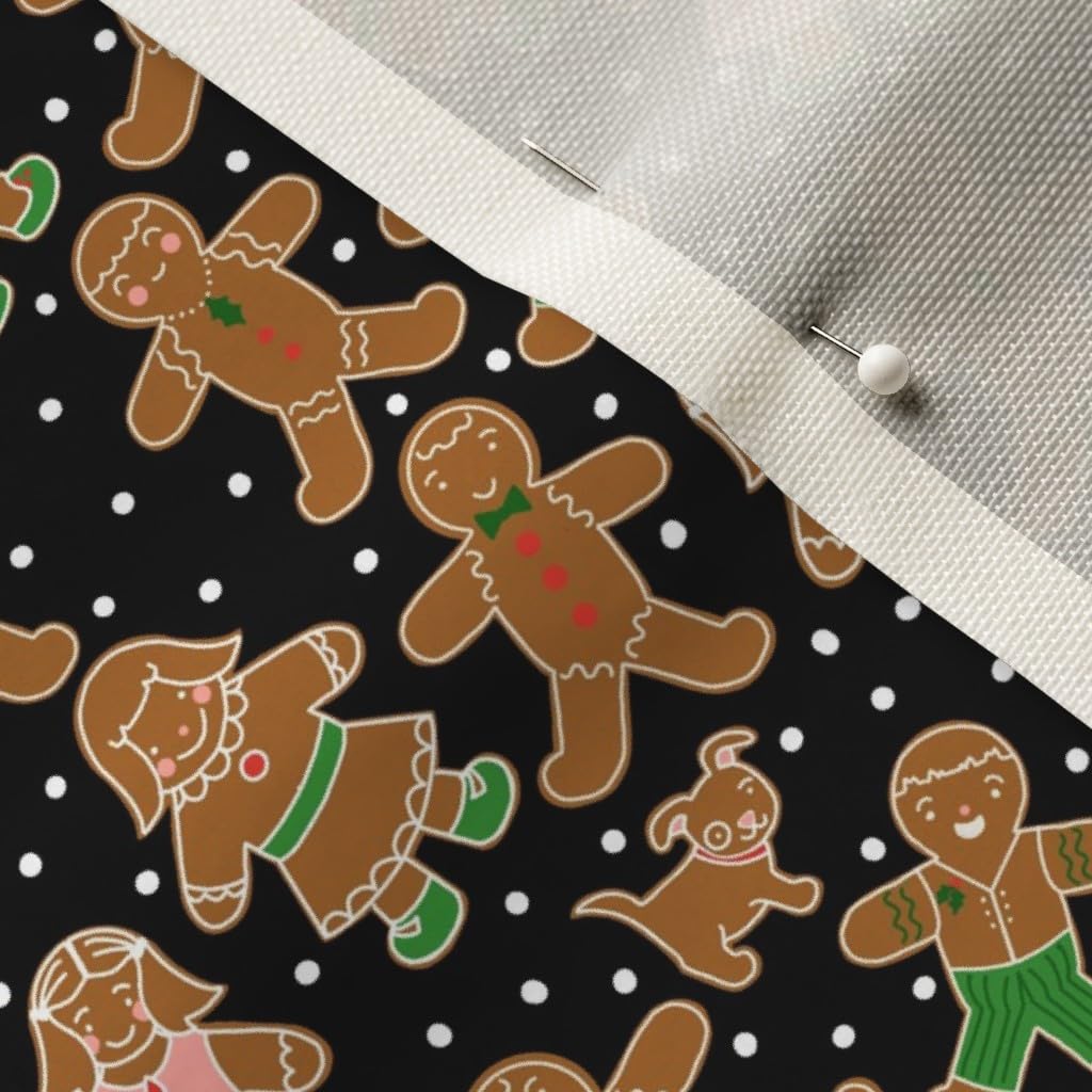 Gingerbread Cookies Christmas Fabric - Black Winter Holiday Print on Velvet Upholstery Material | Fat Quarter for Home Decor, Apparel & DIY Crafts | Perfect for Holiday Pillows, Table Runners & Seasonal Decorations