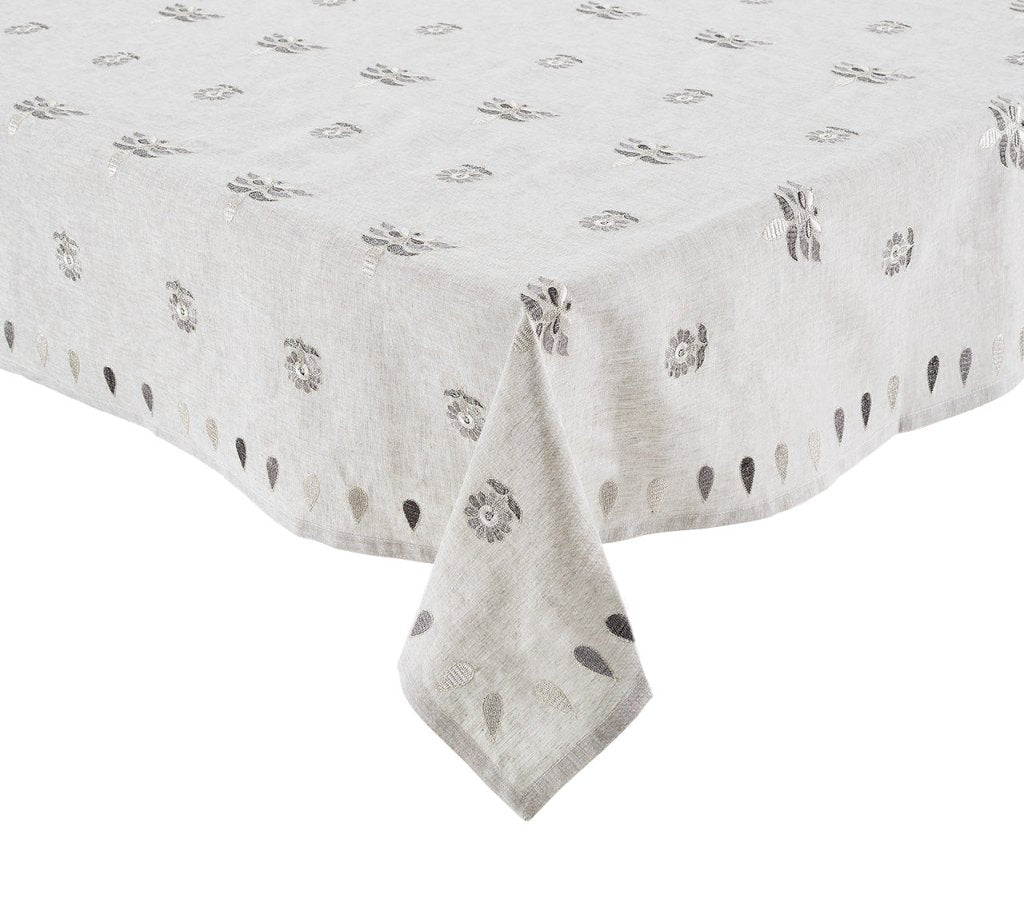 Premium Gray & Silver Lima Tablecloth - Elegant Dining Table Cover for Weddings, Parties & Home Decor