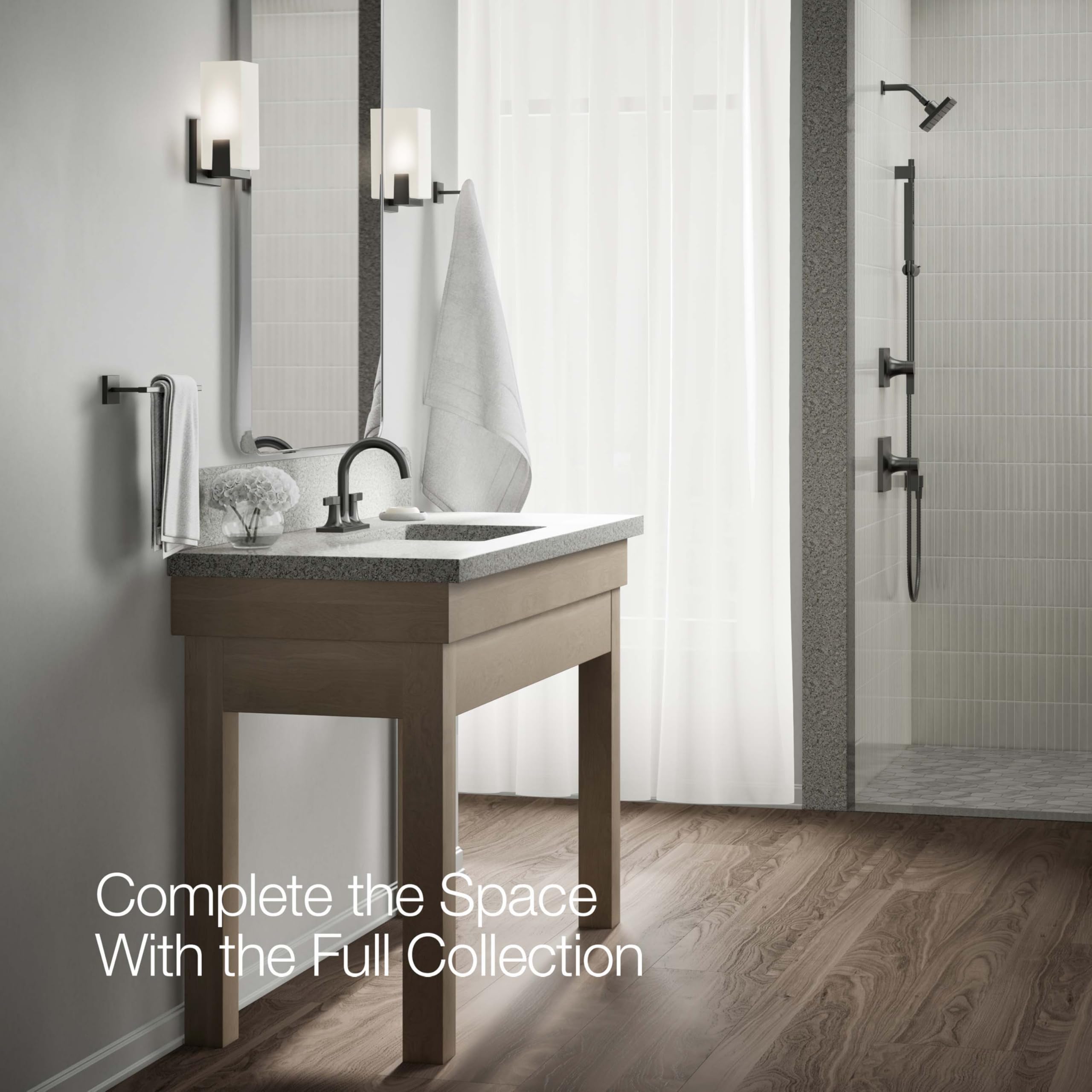 KOHLER 28124-4N-BL Venza Centerset Bathroom Sink Faucet - 1.0 GPM Water-Saving Matte Black Finish - Perfect for Modern Bathrooms & Powder Rooms