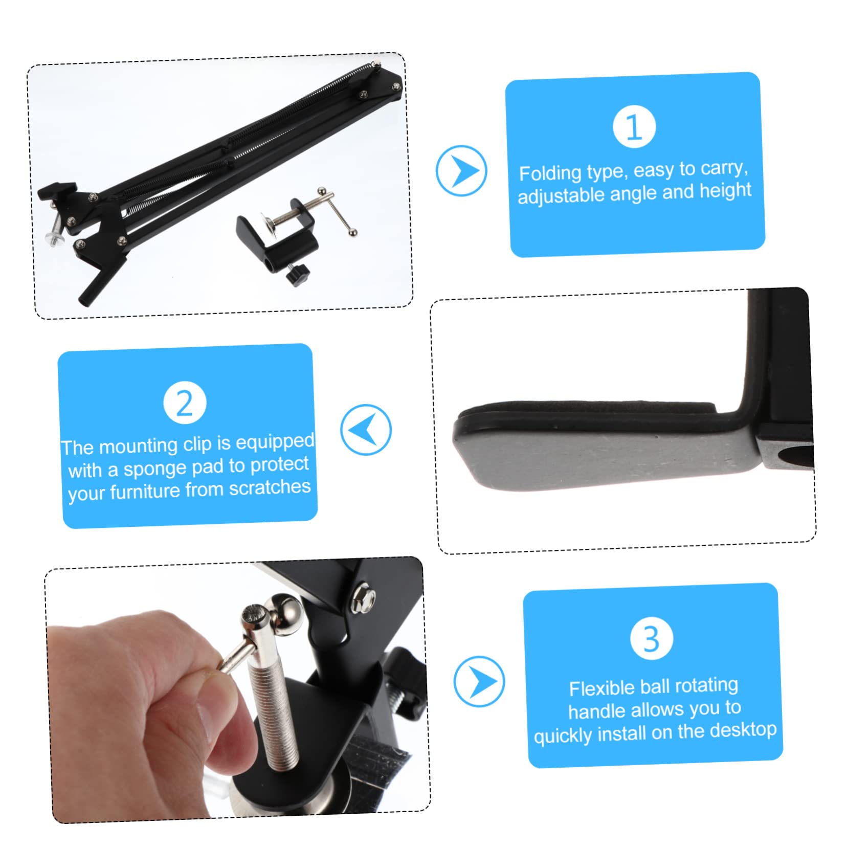 COLLBATH Heavy Duty Metal Cantilever Bracket - Adjustable Webcam Clamp & Camera Holder with Scissor Arm Stand for Desktop - Perfect for Streaming, Video Conferencing, Gaming, and Home Office Setup