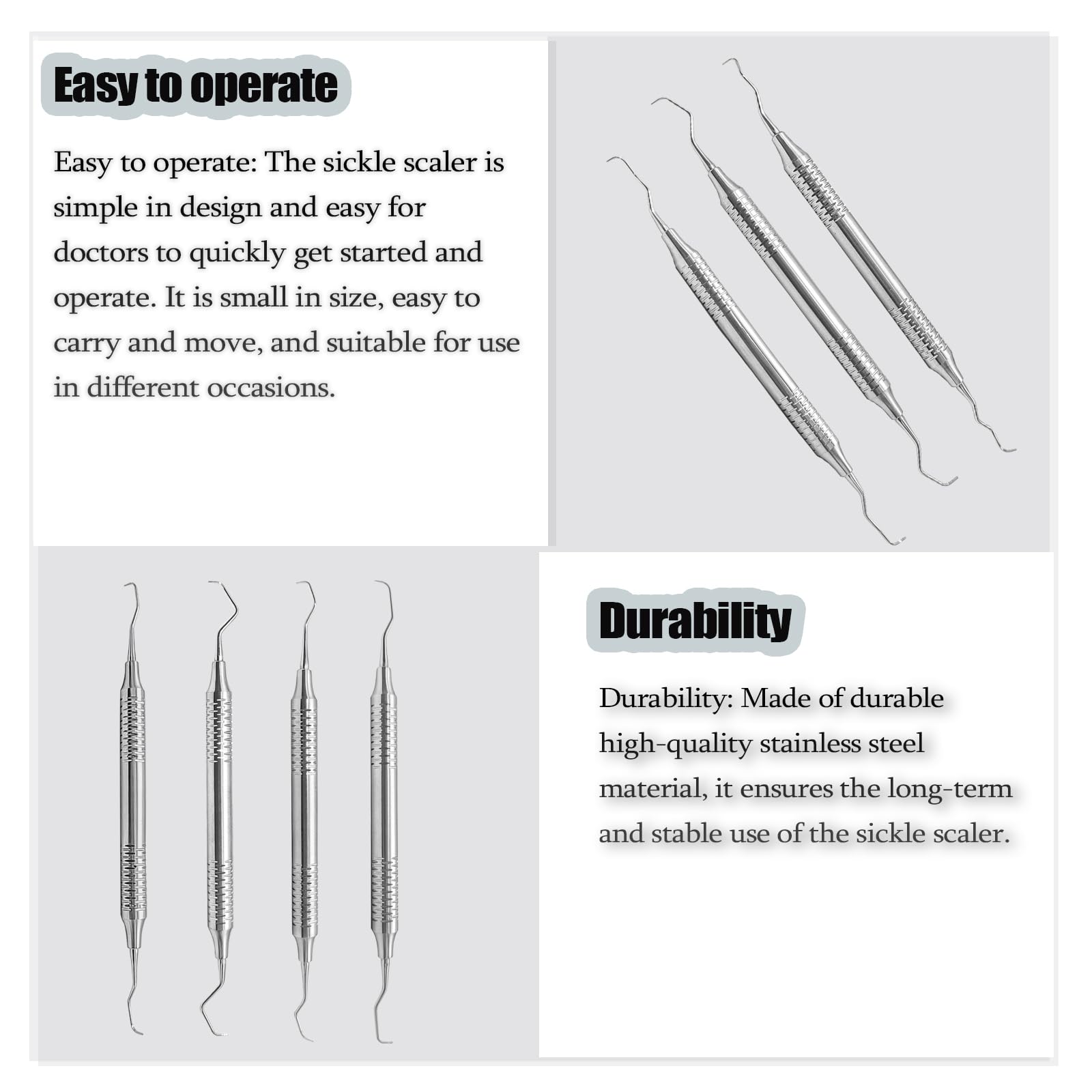 Professional Stainless Steel Dental Double Ended Sickle Scaler Tool - 7# Tartar and Plaque Remover for Teeth Cleaning | Perfect for Dentists, Hygienists & Home Dental Care