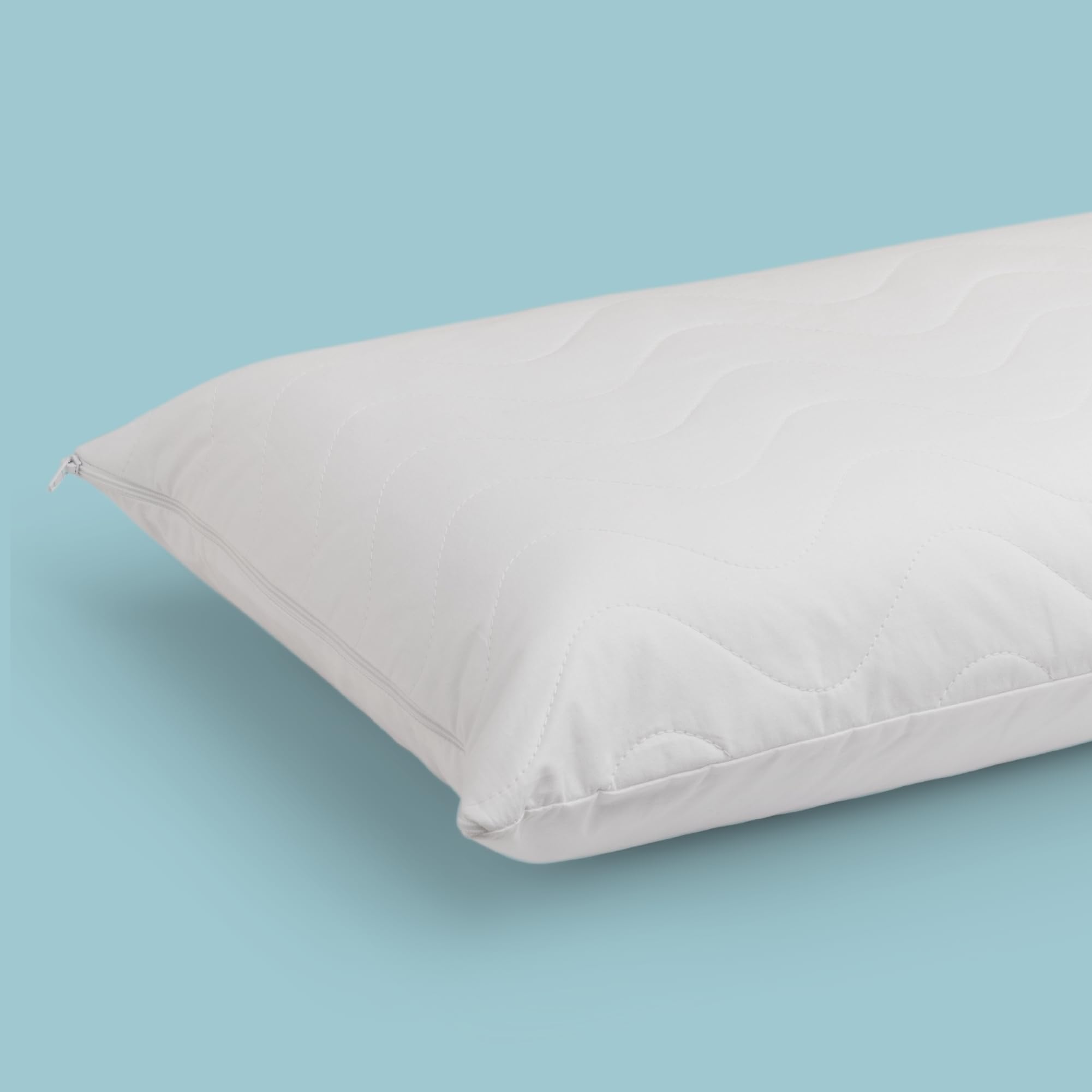 Original Fiber Water Pillow & Cotton Quilted Pillow Protector Set - Cooling Support for Neck Pain Relief, Hypoallergenic Bedding for Side Sleepers (Home, Travel, Office Use)