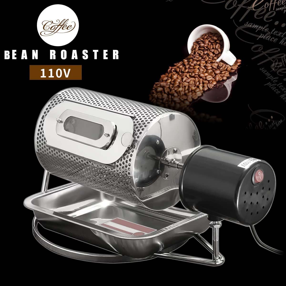Premium Stainless Steel Coffee Bean Roaster Machine - 110V Electric Coffee Roaster for Home & Commercial Use - Perfect for Coffee Shops, Bakeries & DIY Coffee Enthusiasts