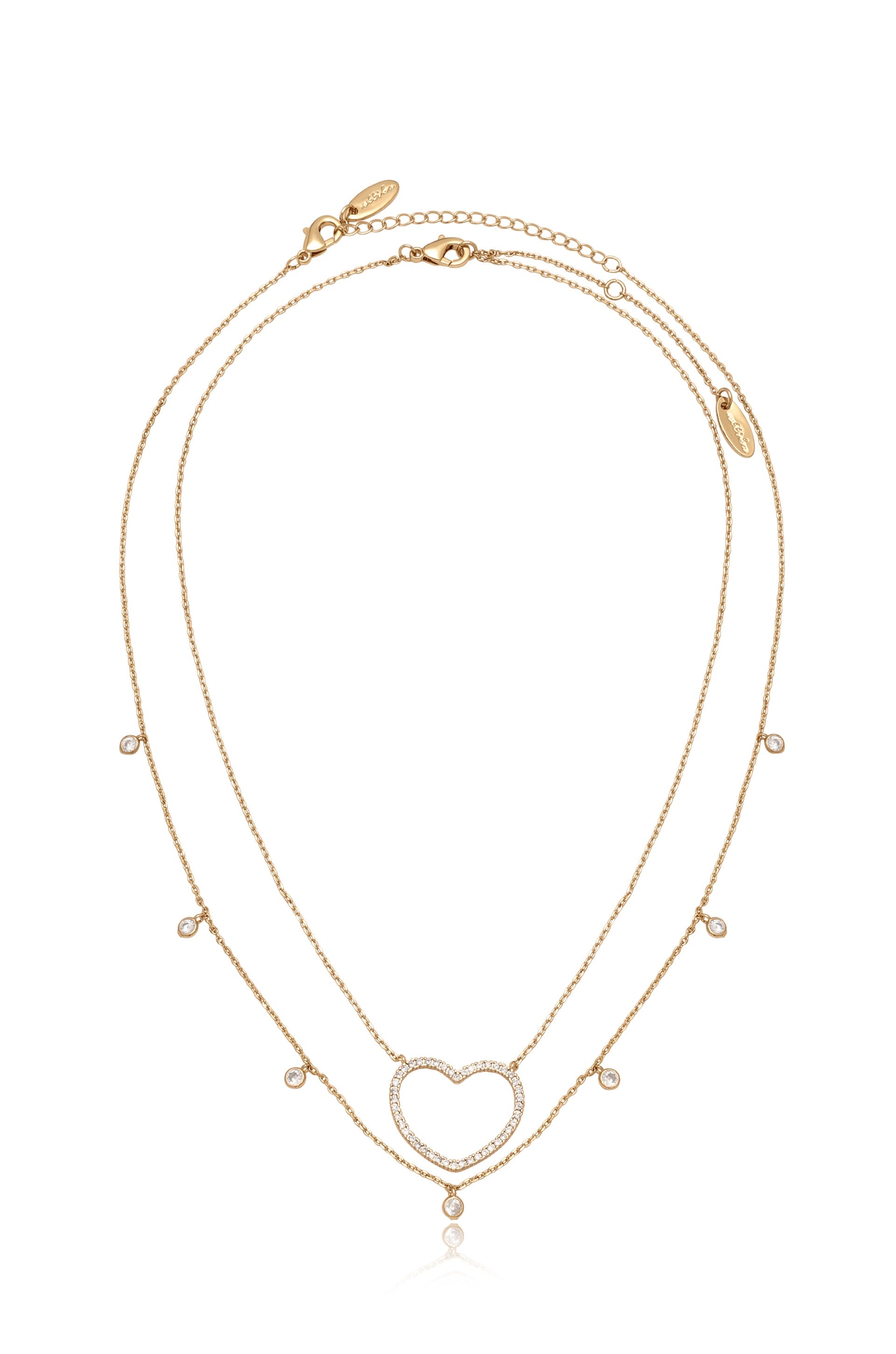 Elegant Crystal Heart & Drop Layered Necklace Set - 2 Piece Jewelry Gift for Women - Perfect for Valentine's Day, Anniversary & Special Occasions