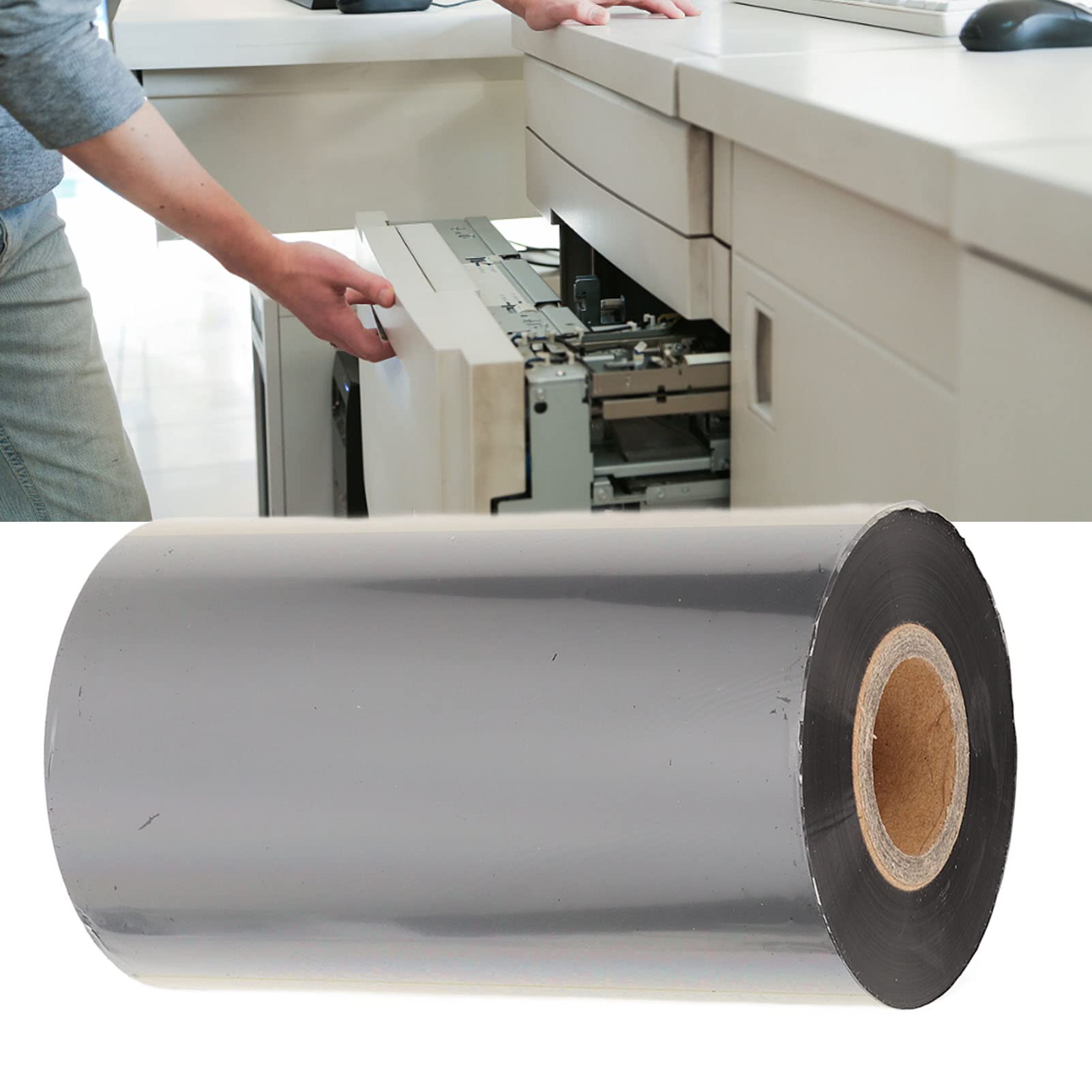 110mm x 300m Black Thermal Transfer Printer Ribbon - High-Quality Wear-Resistant Barcode Ribbon for Coder Printer Machines | Ideal for Industrial Labeling & Packaging Applications