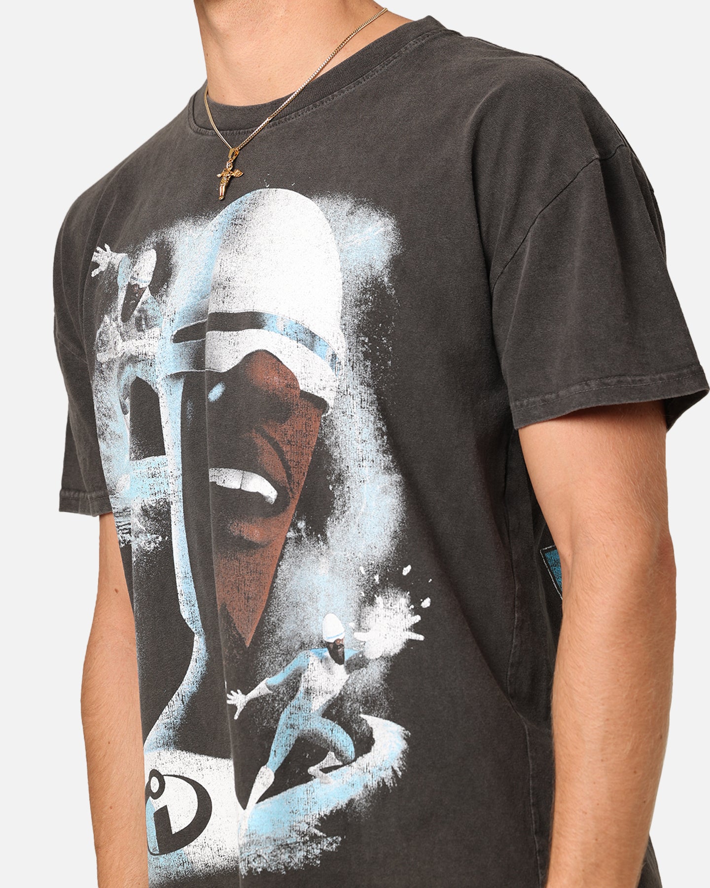 Pixar Frozone Heavyweight T-Shirt for Men - Black Wash Vintage Style | Perfect for Cosplay, Movie Nights & Superhero Fans