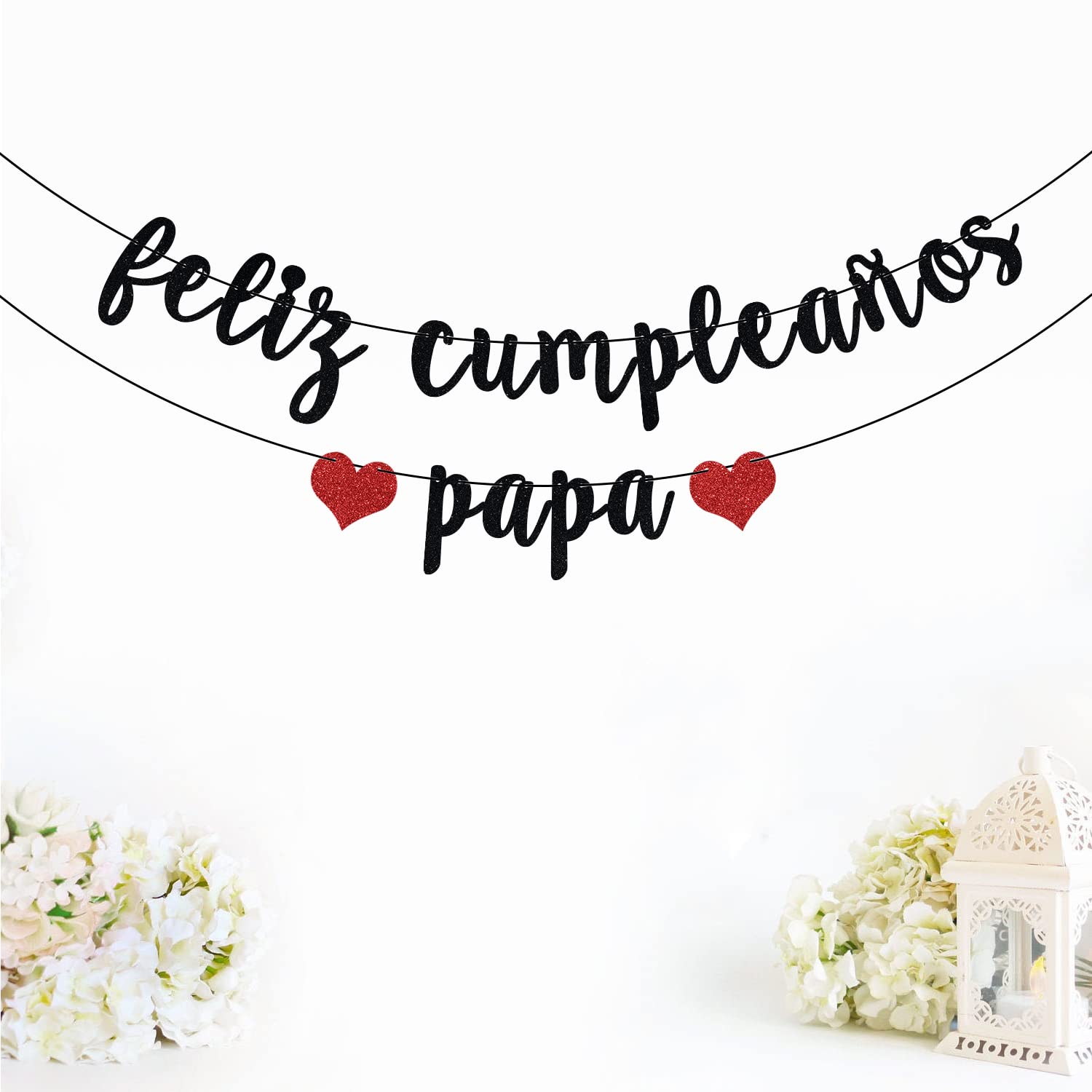 Black Glitter Happy Birthday Dad Banner - Fiesta Theme Party Decorations for Father's Day & Dad Birthday Celebrations - Perfect for Home, Office & Surprise Party Decor
