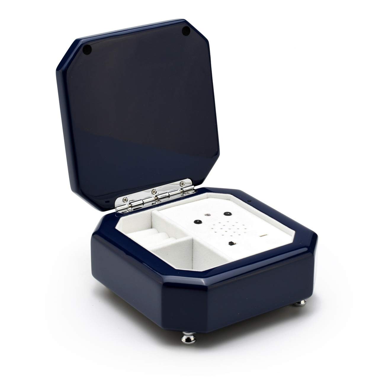 Custom Octagonal Midnight Blue USB Music Box with Volume Control, On/Off Switch, Motion Sensor & Rechargeable Battery - Perfect for Weddings, Anniversaries & Romantic Gifts
