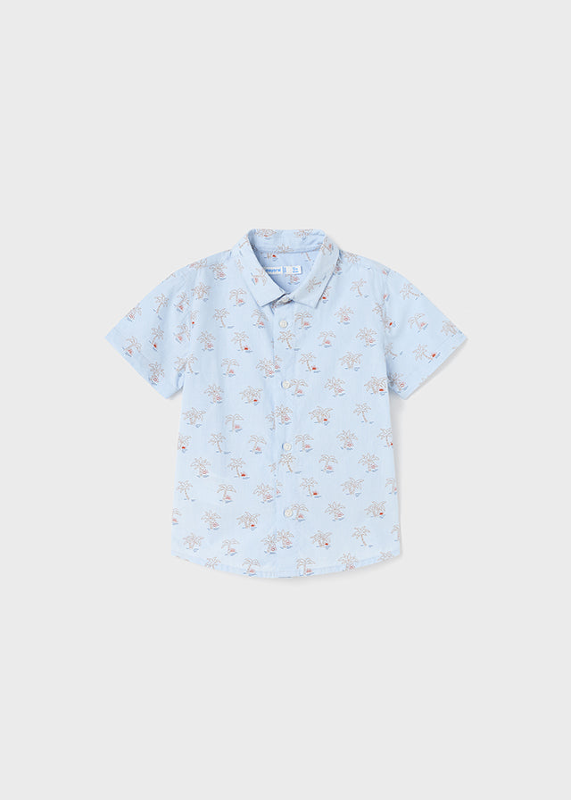 Mayoral Short Sleeve Printed Shirt for Baby Boys - Light Blue | Soft Cotton Comfort for Playdates & Special Occasions