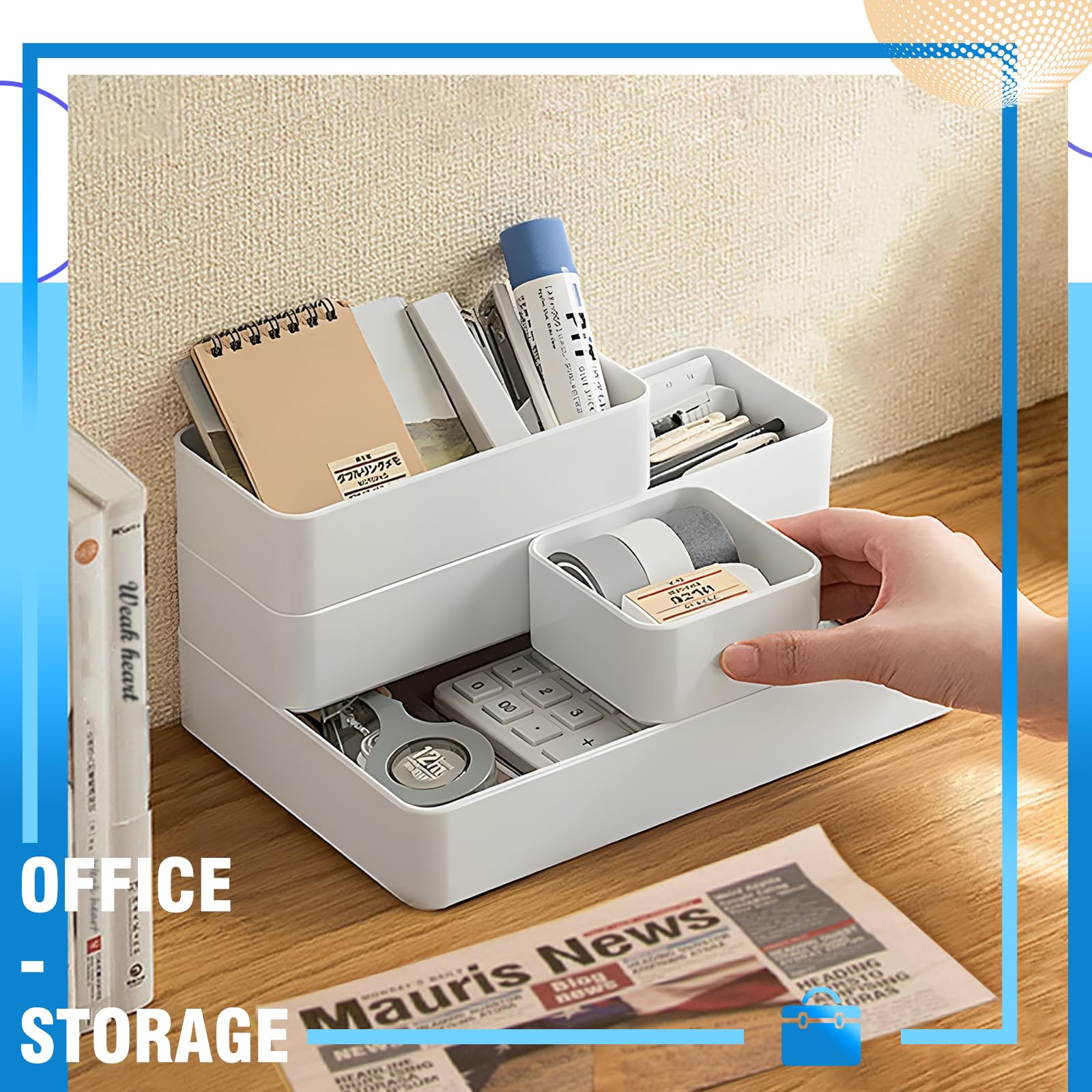 CHANCETSUI 11-Piece Stackable Drawer Organizer Set - Multi-Size Desk & Vanity Storage Bins for Makeup, Stationery, Utensils - Perfect for Bathroom, Dresser, Office & Kitchen Organization (Space-Saving Solution)