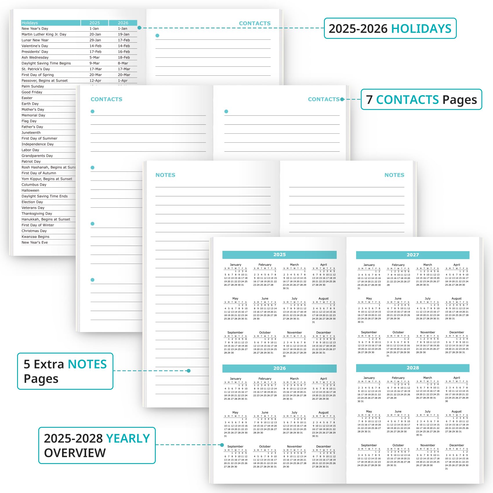 2025-2026 Mini Monthly Planner - 2 Year Pocket Calendar (Jan 2025-Dec 2026) - 6.5