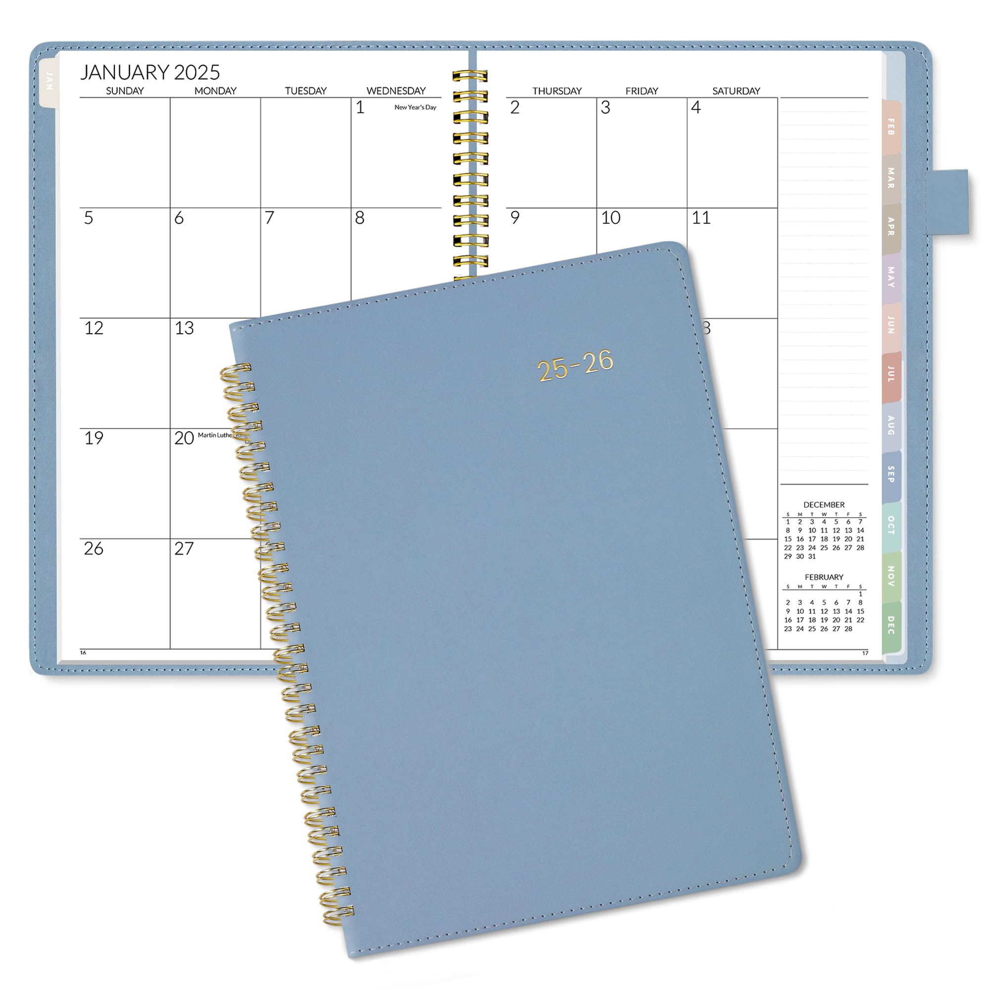SUNEE 2025-2026 Monthly Planner - 2 Year Calendar (January 2025 to December 2026) - 7.3