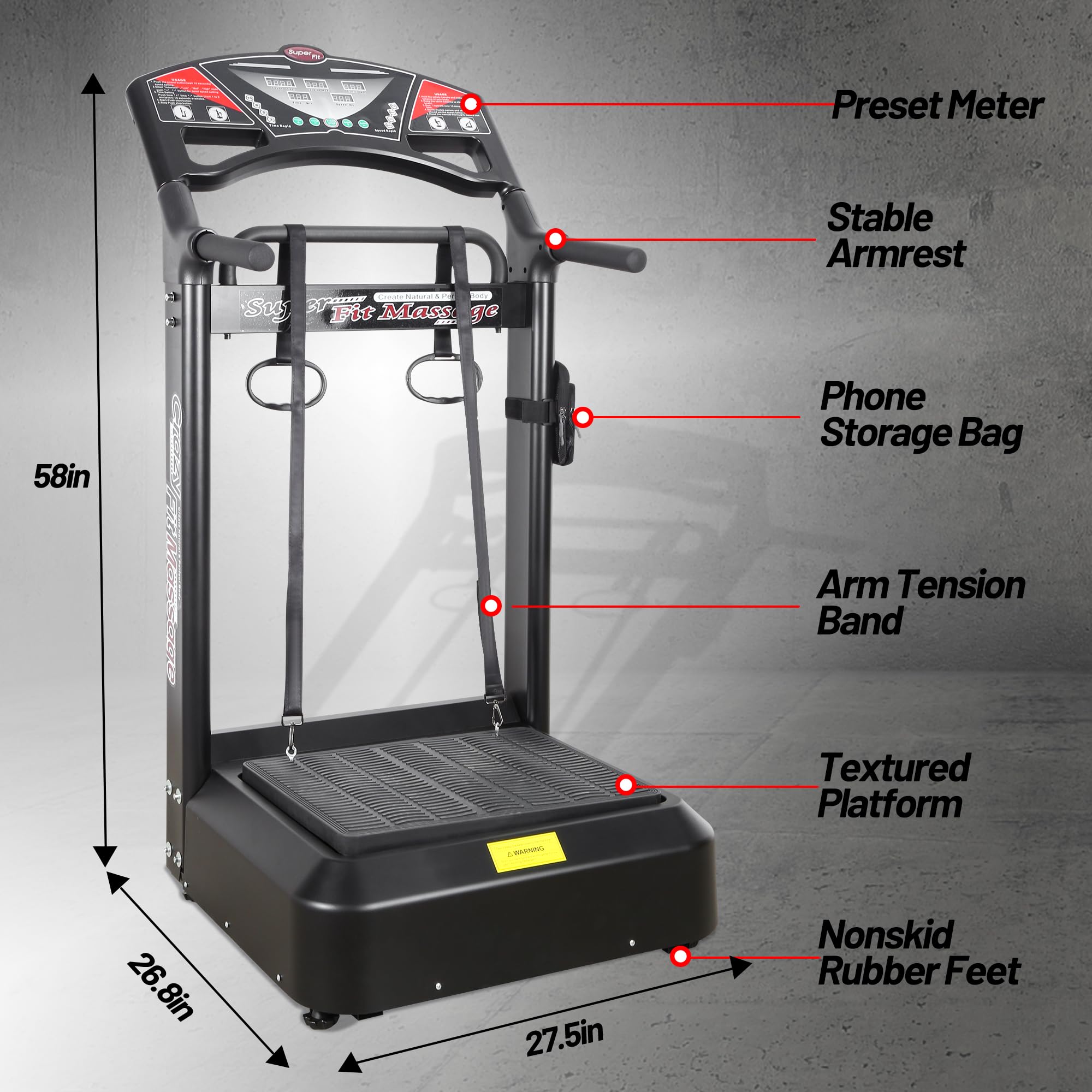 Whole Body Vibration Platform Machine - Home Gym Fitness Equipment with Vibrating Pull Bands for Aerobic Training, Weight Loss & Toning | Perfect for Home Workouts, Family Exercise & Body Shaping