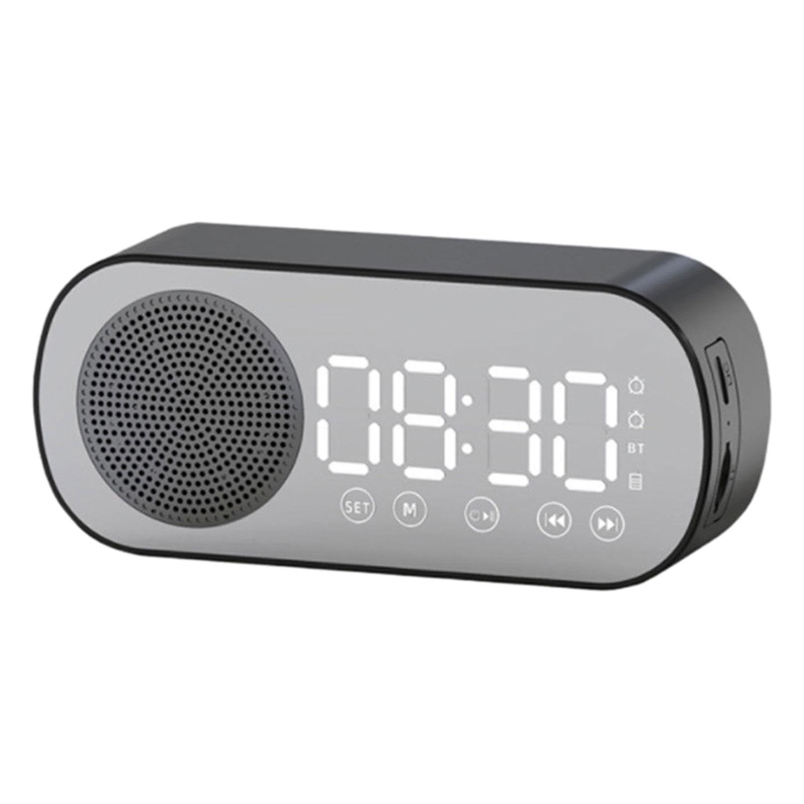 PUCHEN Digital Alarm Clock with Speaker - Compact Desk & Bedroom Clock for Adults & Teens, LED Display, Easy-to-Use - Perfect for Home, Office, Dorm Room & Travel