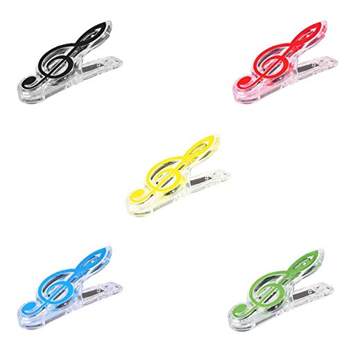 Premium Plastic Piano & Guitar Sheet Music Paper Clips - Musical Note Spring Holders for Piano, Guitar, Violin (Black) - Perfect for Organizing Sheet Music & Classroom Supplies