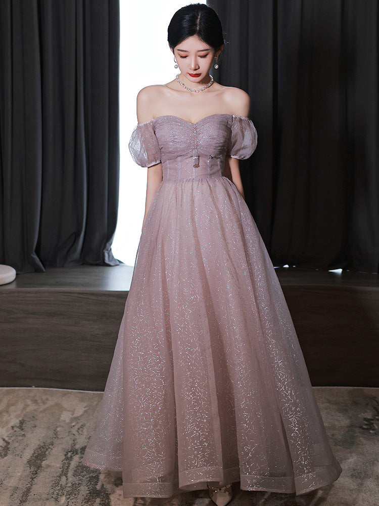 Sparkly Off Shoulder A-Line Evening Dress for Prom, Party & Formal Events - Elegant Gown 605 | Perfect for Homecoming, Cocktail Parties & Special Occasions