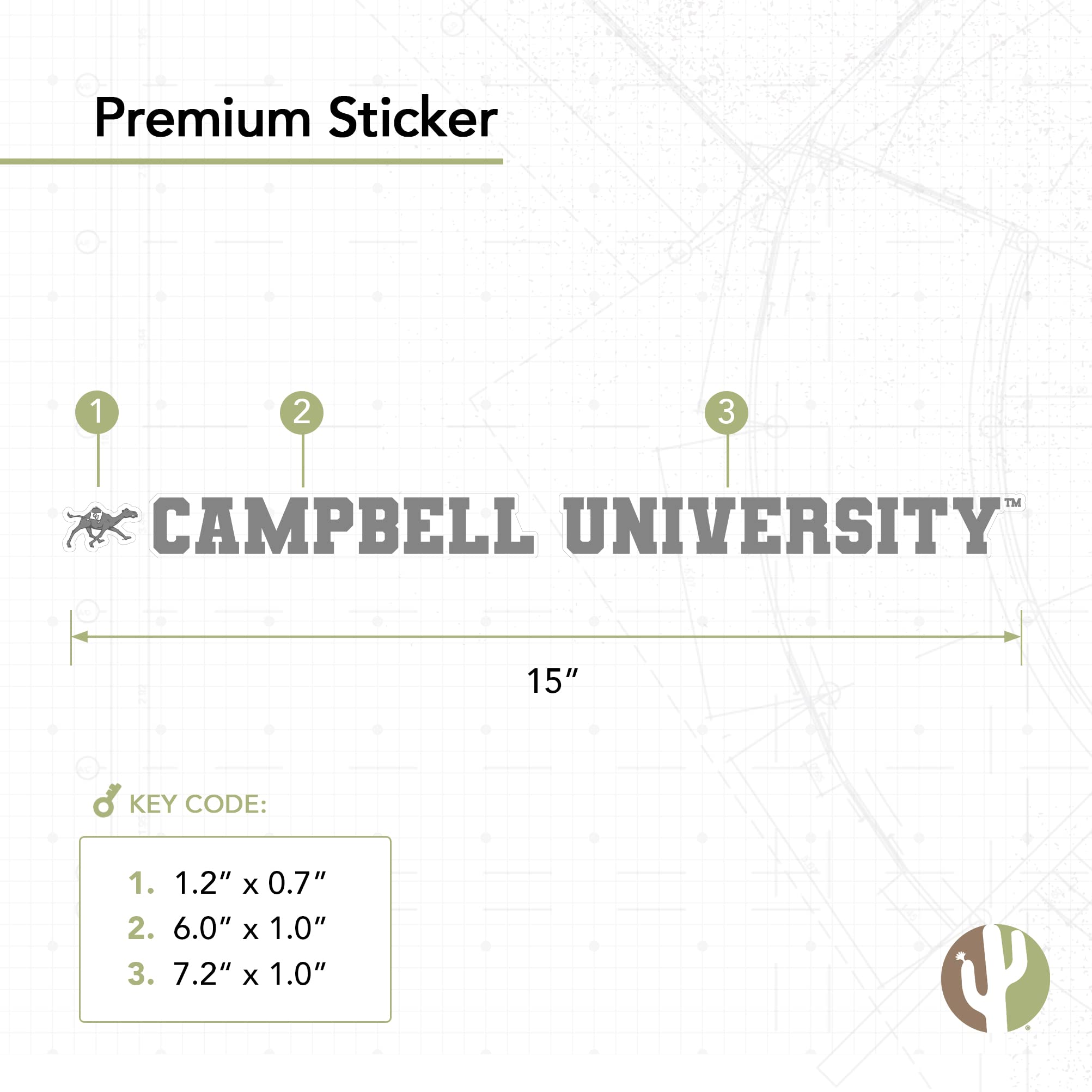 Campbell University Fighting Camels Vinyl Decal Sticker - 15 Inch CU Name Logo for Laptop, Water Bottle, Car & Scrapbook - Durable Desert Cactus Design - Perfect for School Spirit, College Pride & Fan Gear