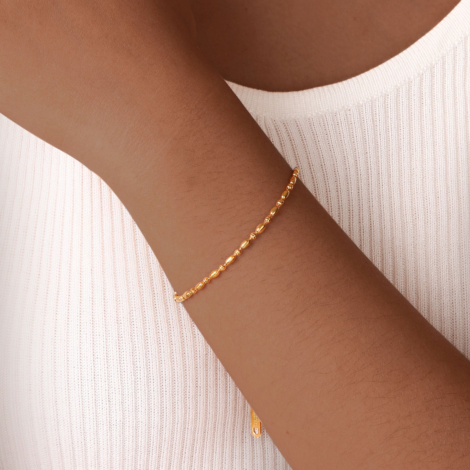18K Gold Plated Minimalist Rice Beads Necklace & Bracelet Set - Elegant Jewelry Gift for Women | Perfect for Weddings, Parties & Everyday Wear (JDN982)