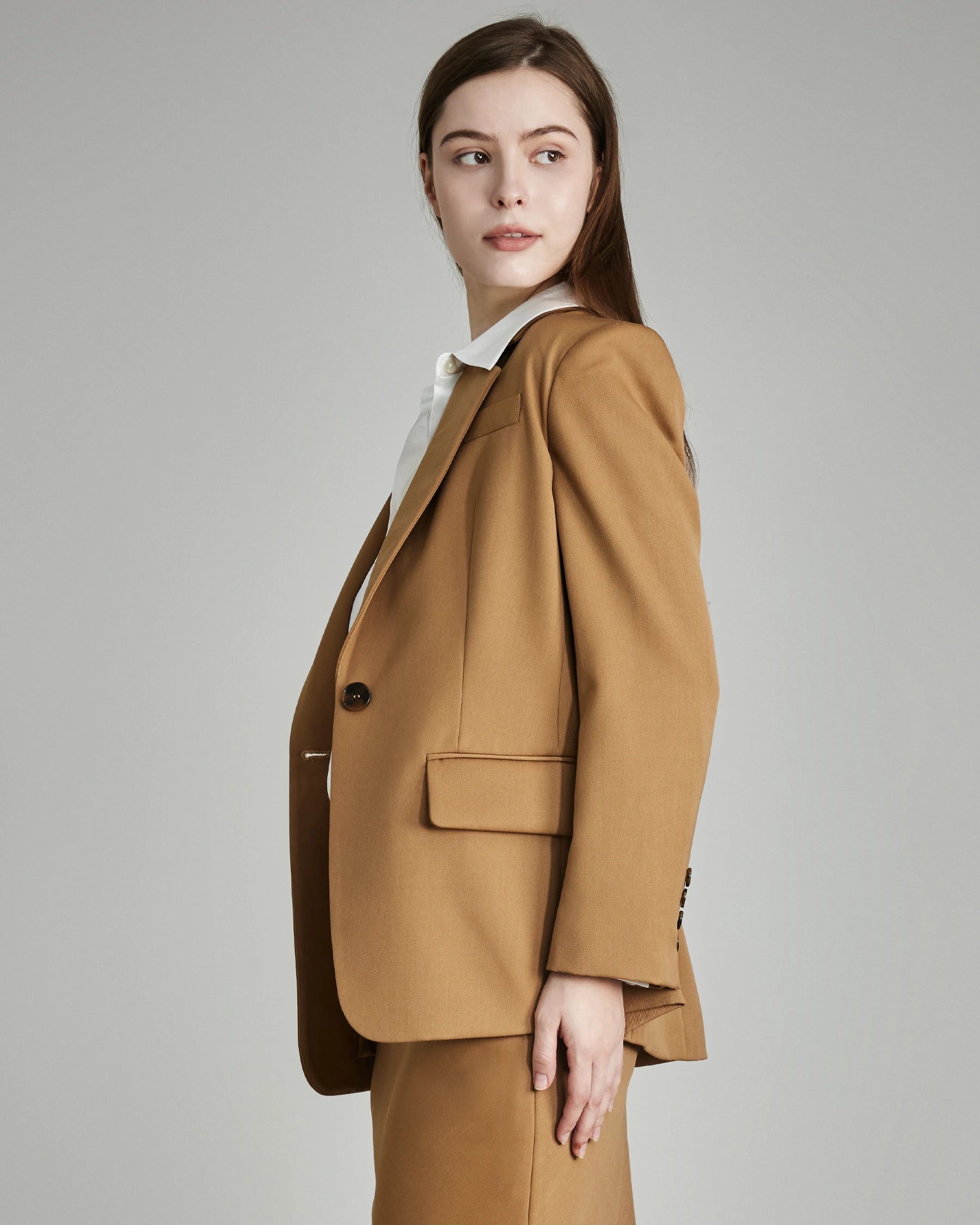 Women's Wool Blazer with Single Button - Elegant Office Wear & Business Casual Jacket for Professional Women | Perfect for Work, Meetings & Formal Events