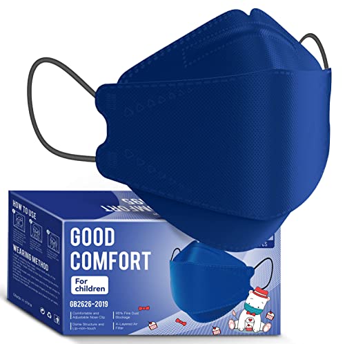 Keangs Kids Face Masks 50 Pack - Breathable Disposable Protective Masks for Children, Small Size, Dark Blue - Perfect for School, Travel & Daily Protection