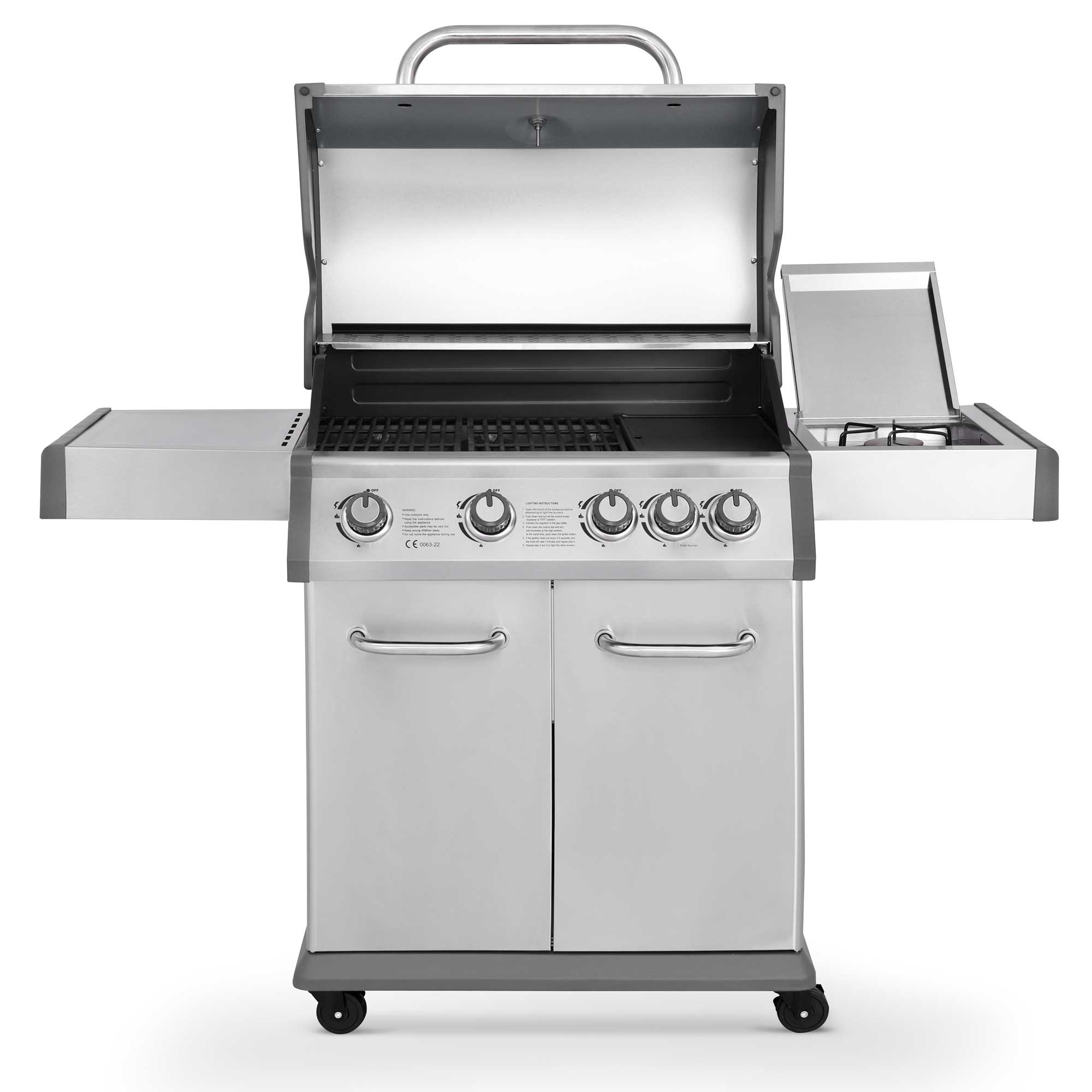 Dellonda 4+1 Burner Deluxe Stainless Steel Gas Grill with Waterproof Cover - Outdoor BBQ Grill for Backyard, Patio, Camping & Picnics
