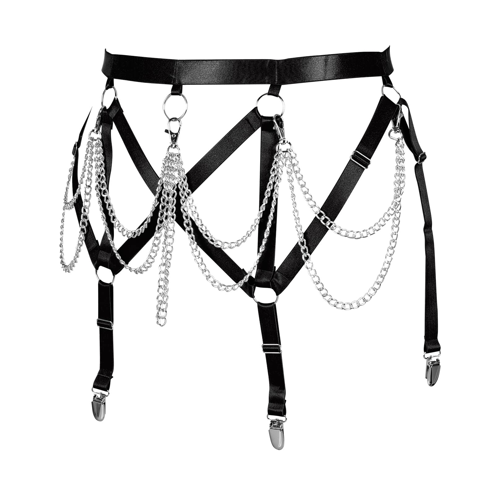 Plus Size Women's Gothic Punk Body Harness Waist Chain & Leg Cage Garter Belt - Edgy Alternative Fashion Accessory for Clubwear, Cosplay, and BDSM Outfits