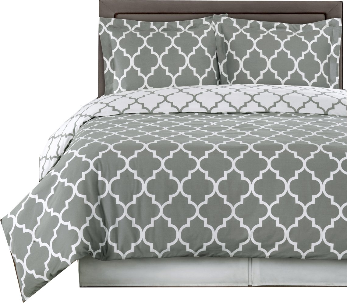 Royal Hotel Bedding 4-Piece Comforter Set - 100% Cotton 300 Thread Count Full/Queen Size in Elegant Gray & White | Perfect for Master Bedroom, Guest Room & Luxury Hotel Style Decor
