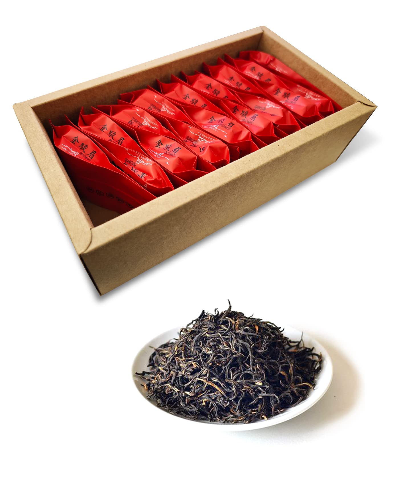 Premium Jin Jun Mei Black Tea - Authentic Chinese Golden Beautiful Eyebrow Tea - Grade AA High Quality Loose Leaf Black Tea for Gifting, Afternoon Tea & Relaxation