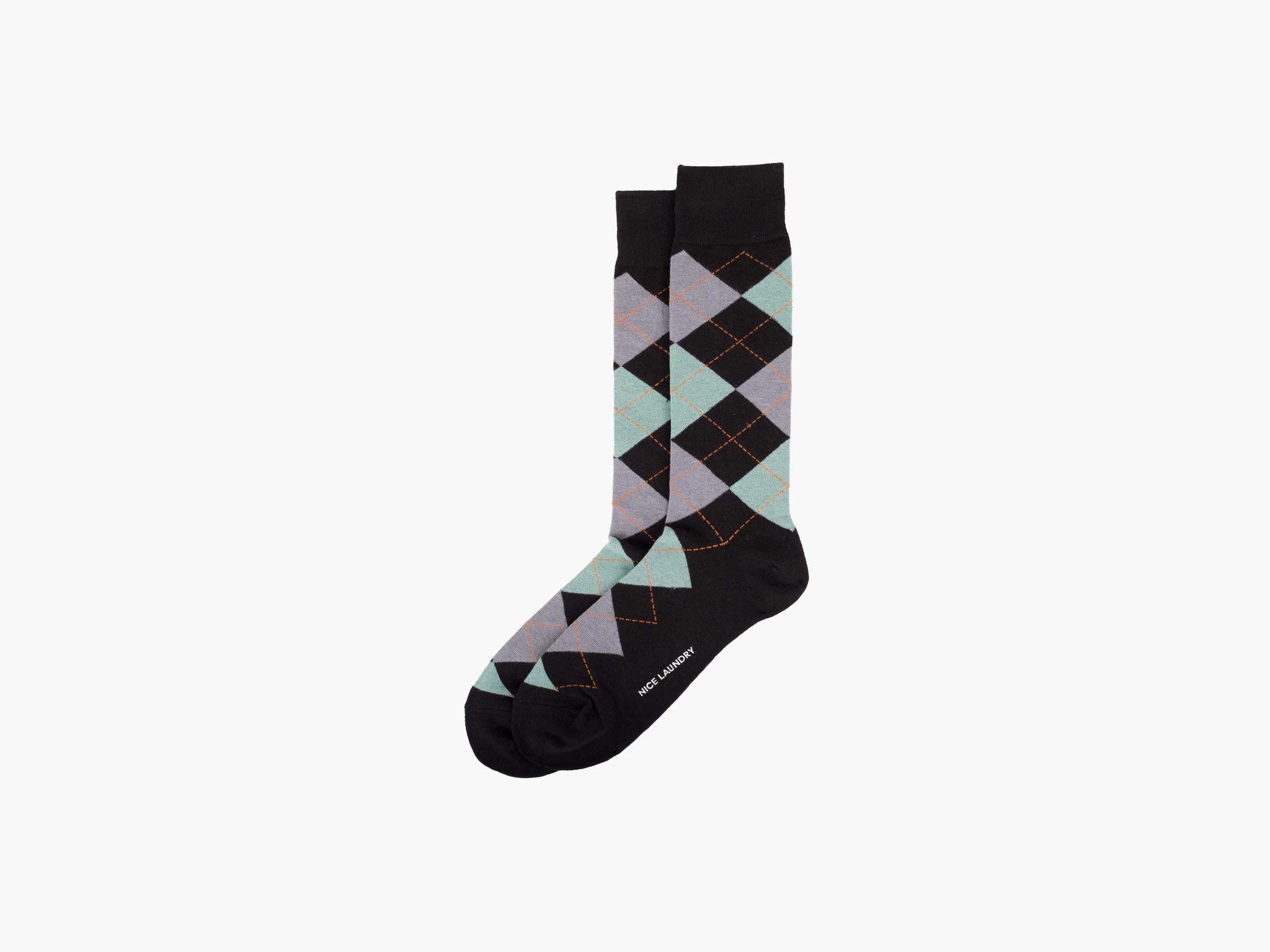Argyle Black Green Grey Socks for Men - Classic Diamond Pattern Dress Socks - Perfect for Business, Office, and Formal Occasions
