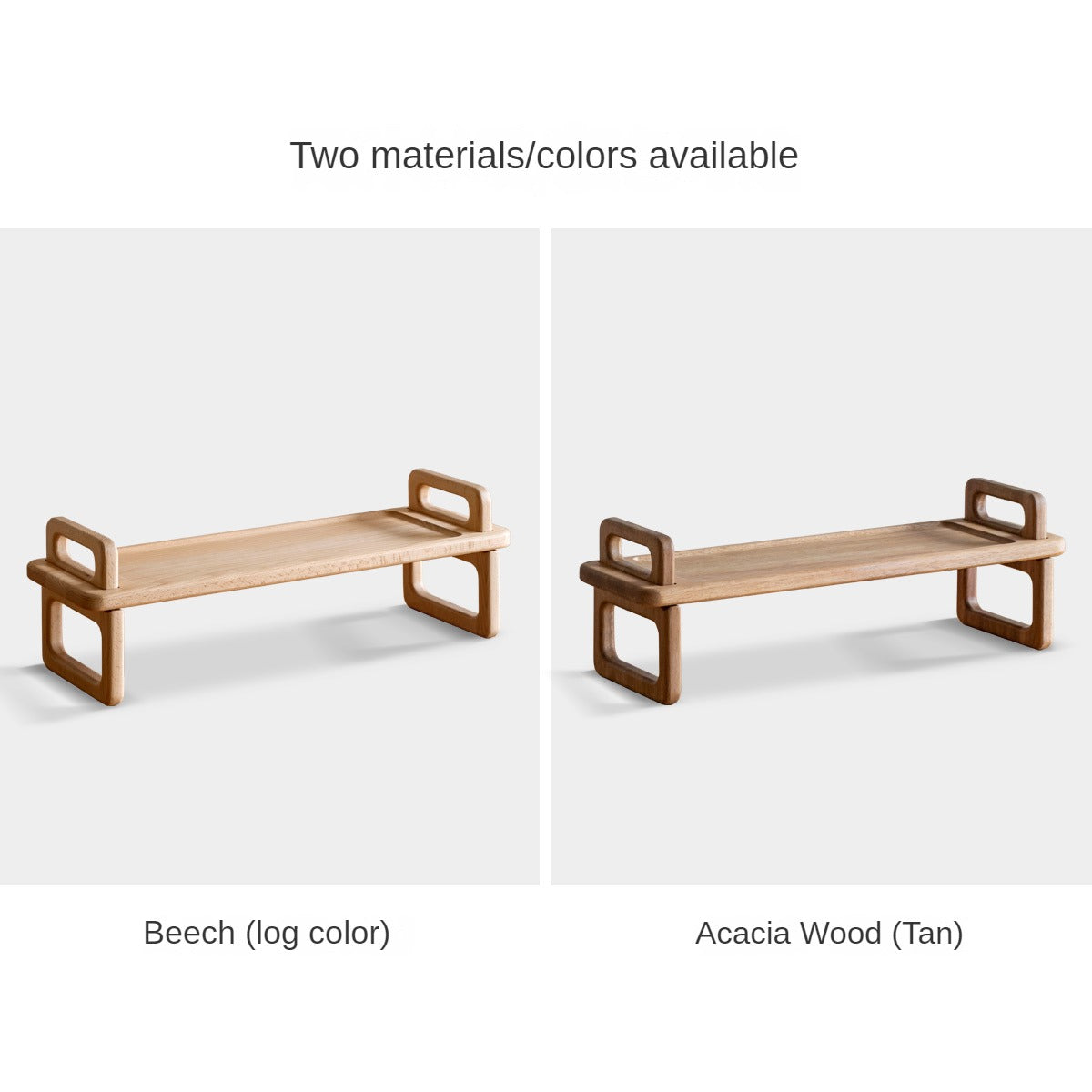 Solid Wood Shelf - Beech & Acacia Desktop Storage Rack for Home Office, Kitchen, Bathroom Organization