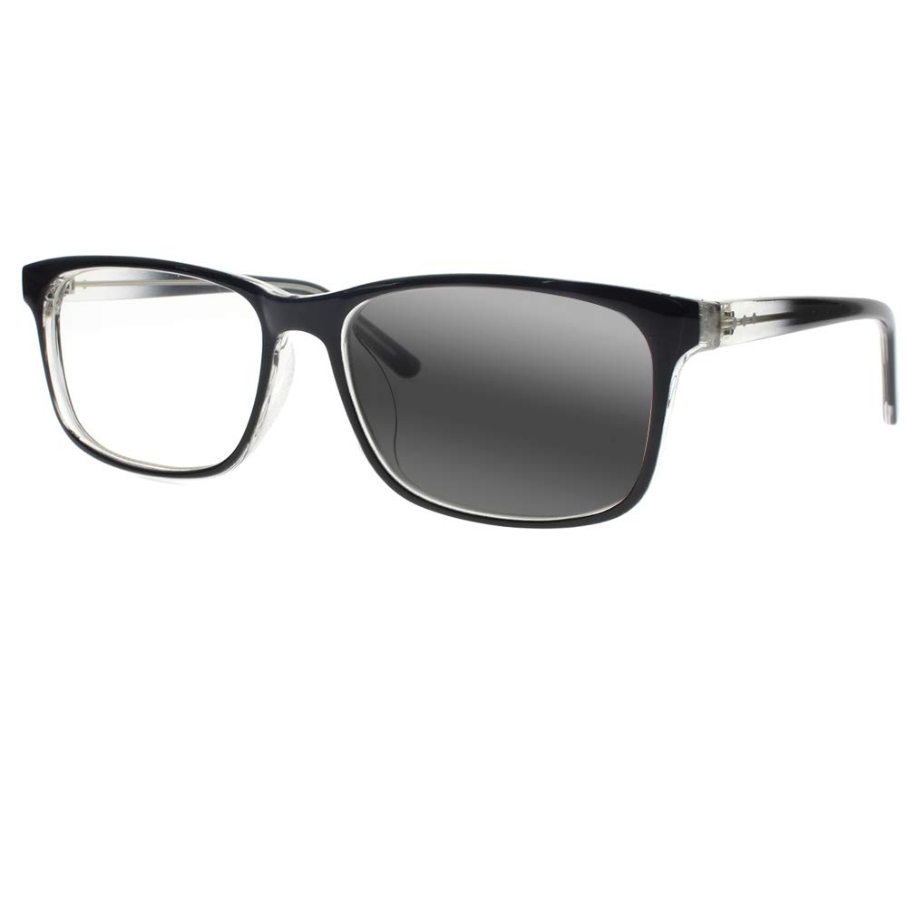 Progressive Transition Photochromic Reading Glasses for Men & Women - Multifocal Rectangular Eyewear for Indoor/Outdoor Use, Reading, and Computer Work