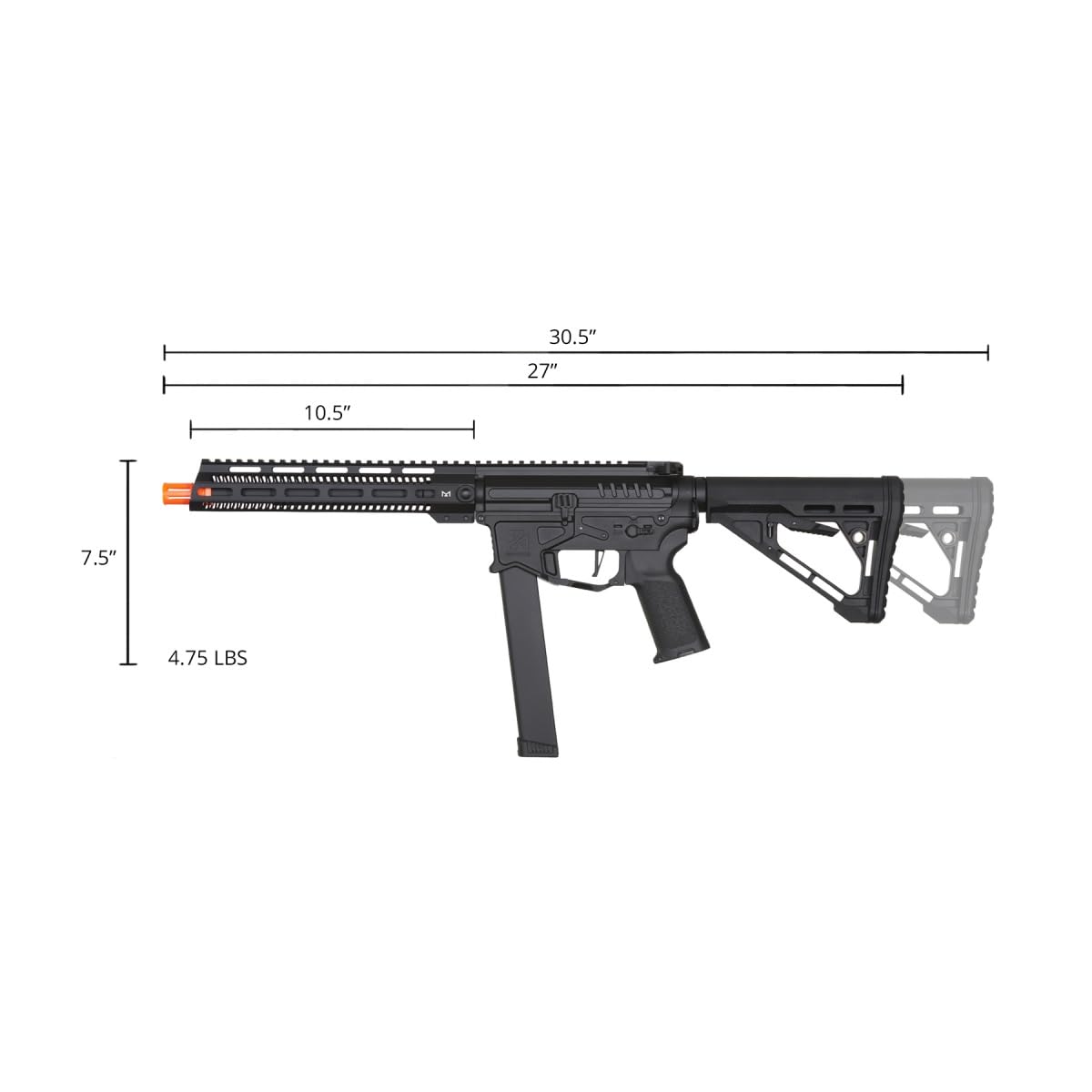 R&D Precision Licensed PW9 Mod 1 Airsoft Rifle with Adjustable Short/Long Rail & Delta Tactical Stock - Perfect for Milsim, Airsoft Battles & Tactical Training