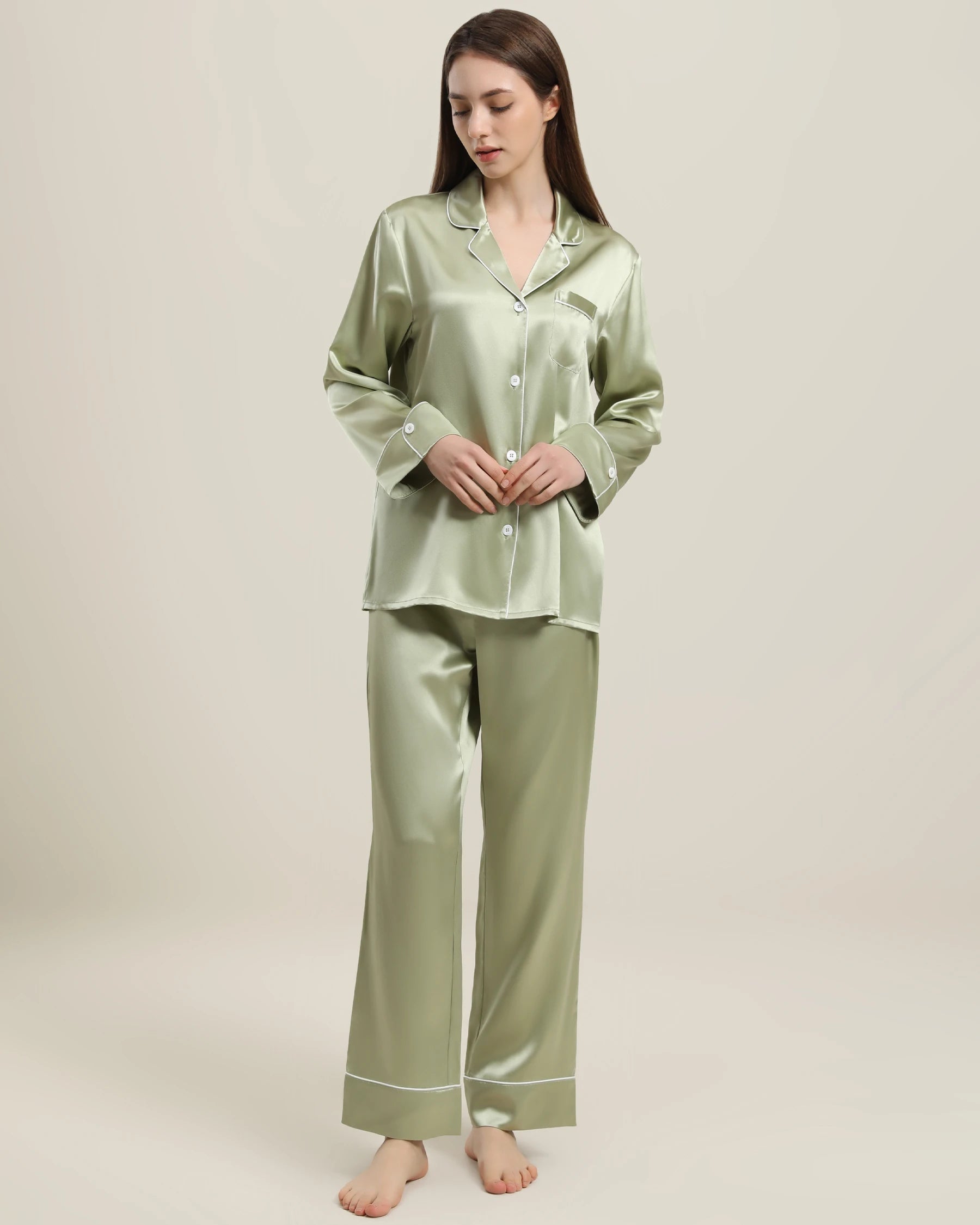22 Momme Classic Silk Pajamas Set for Women - Luxurious 100% Mulberry Silk Sleepwear - Soft & Breathable Nightwear for Comfortable Sleep & Relaxation at Home
