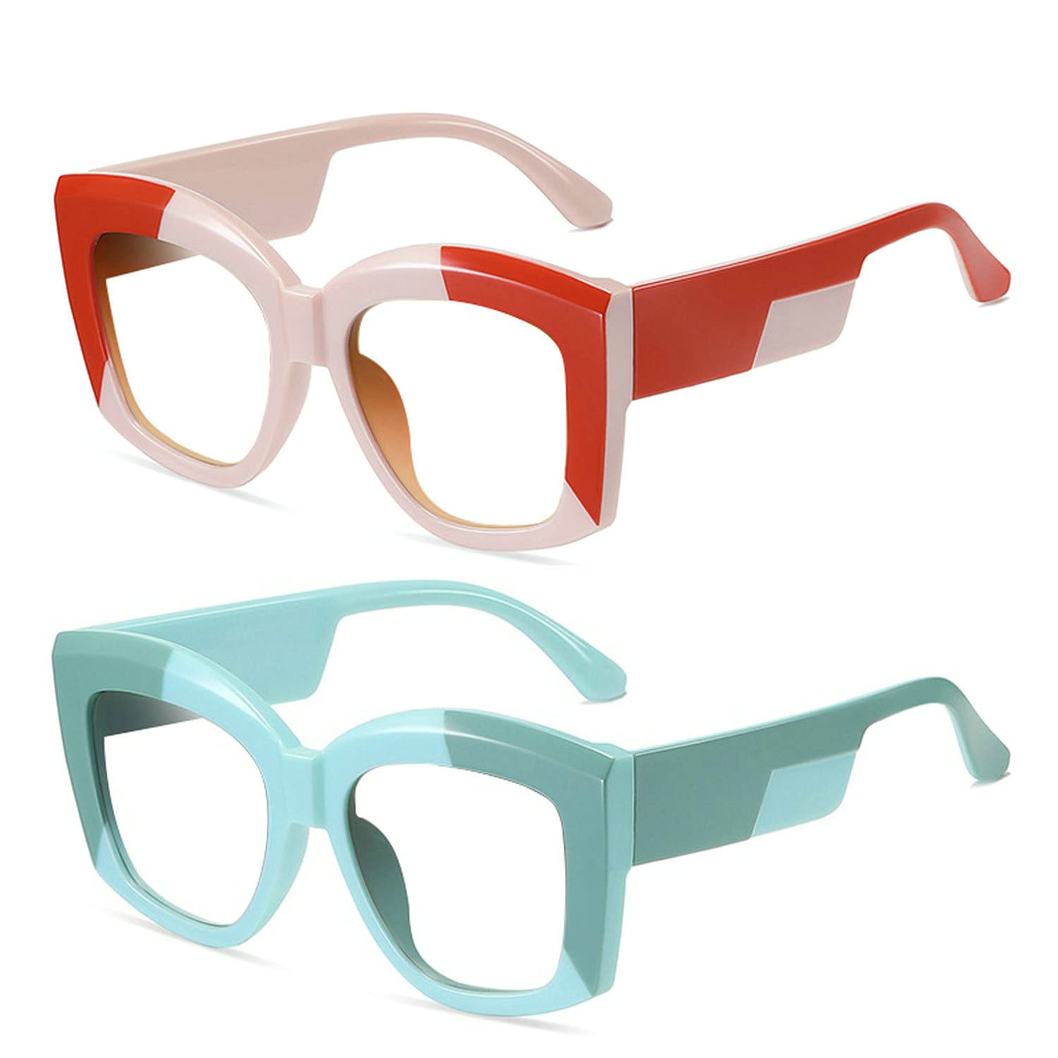 Melrose Fashion Blue Light Blocking Glasses for Women - Oversized Presbyopia Reading Glasses with Spliced Frame Design | Perfect for Computer Work, Reading & Screen Time Protection