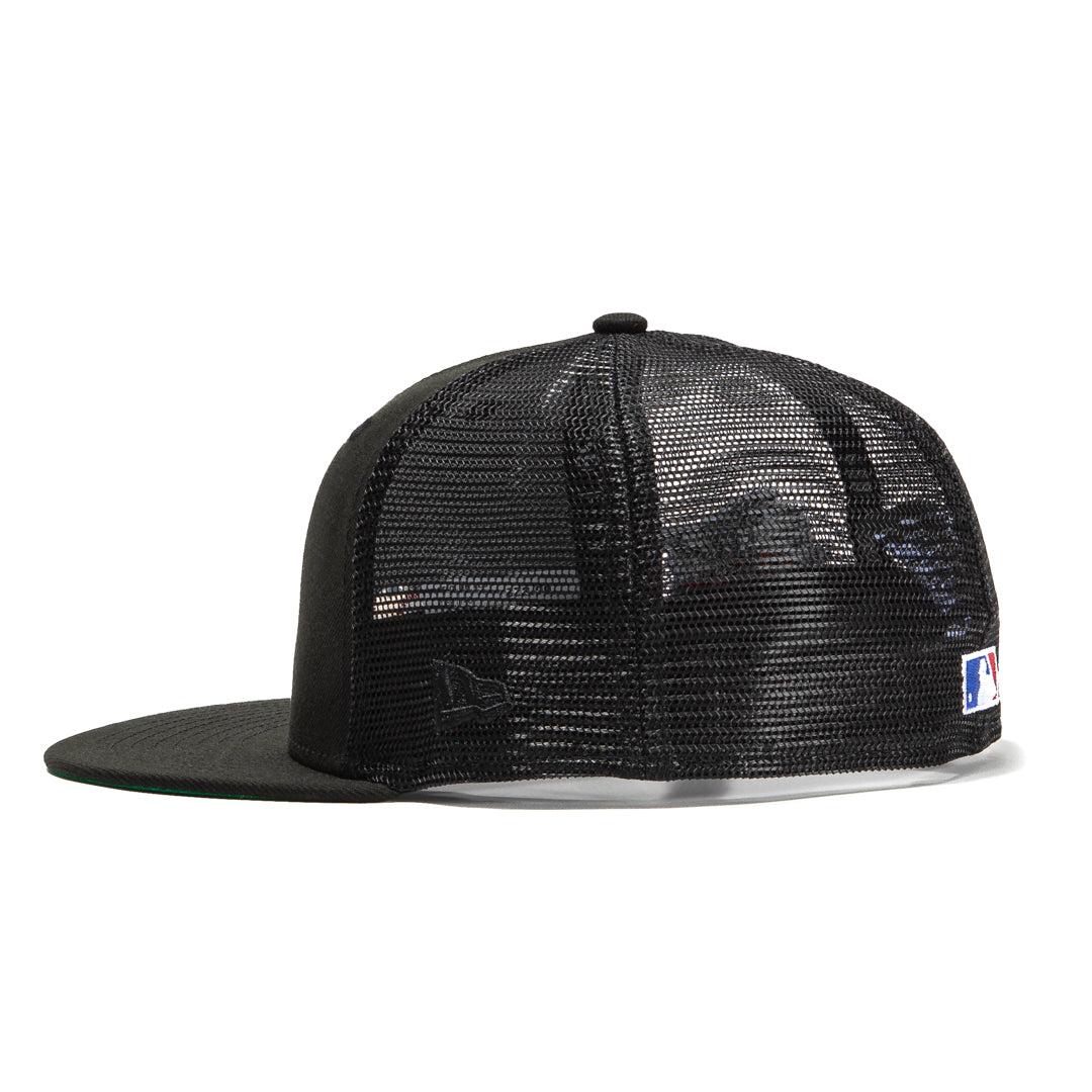 New Era 59Fifty Black Los Angeles Dodgers 100th Anniversary Patch Snapback Trucker Hat - Adjustable Baseball Cap for Men & Women - Perfect for Baseball Games, Sports Events & Casual Wear