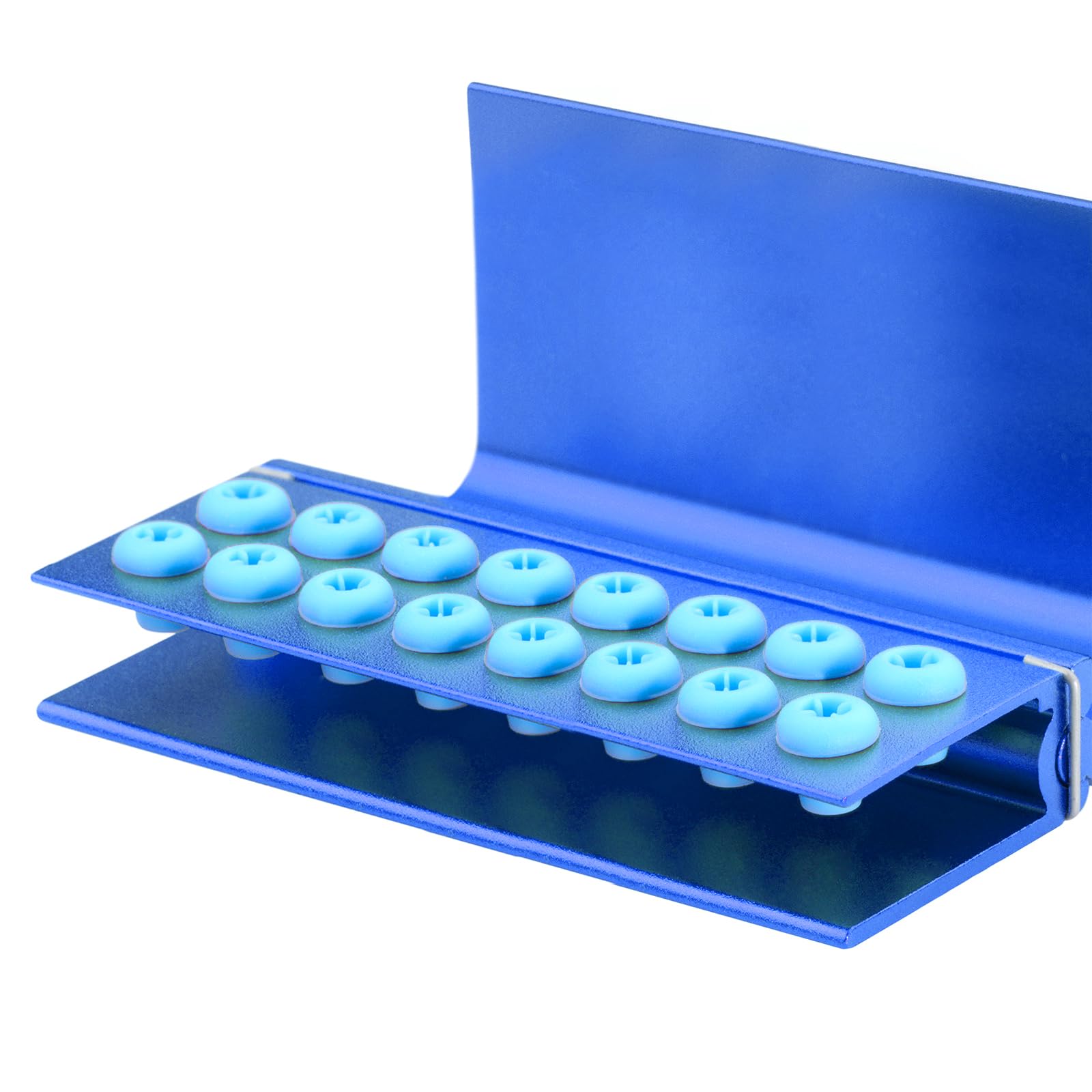 3PCS Aluminum Alloy Endo Box with Cover - 16 Hole Bur Holder & Organizer for Dental Tools | Sterilizable Case for Dental Clinics & Labs (Blue)