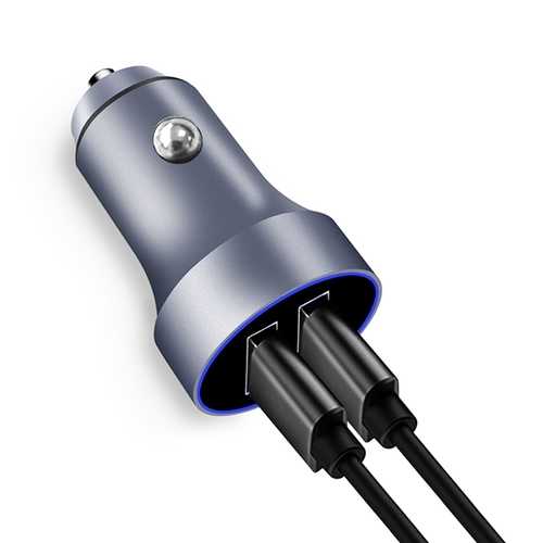Bakeey Mini 2.4A Fast Dual USB Car Charger with LED Light - Compatible with iPhone S8/S9, Xiaomi 6, OnePlus 5 - Perfect for Road Trips & Emergency Charging in Vehicles
